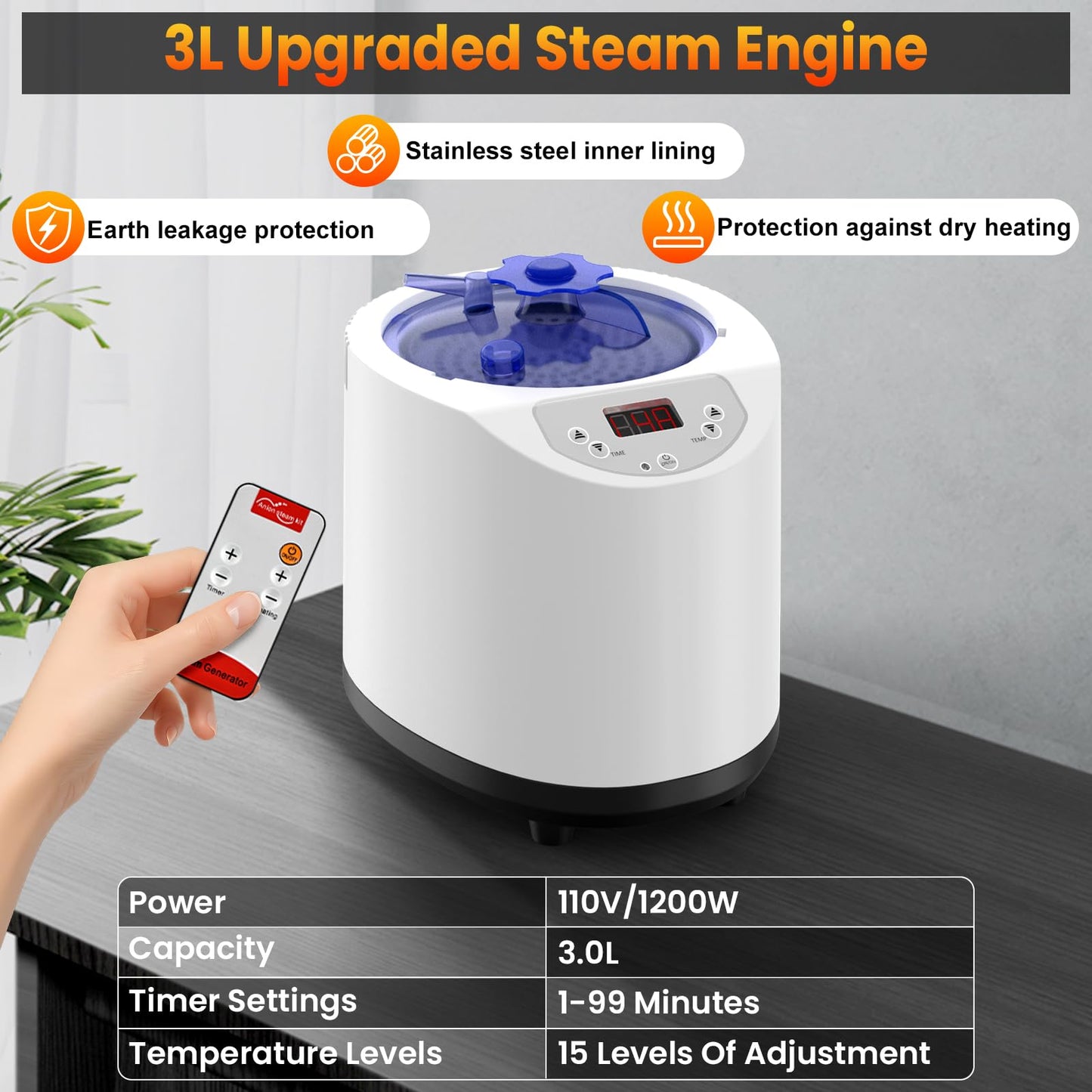 iTHERAU Infrared Home Steam Sauna Box, Portable Personal Sauna at Home with 660nm 850nm Red Light Therapy Lamp, 3L Steamer, Folding Chair, 15 Levels, Full Body Steam Saunas Room for Relaxation