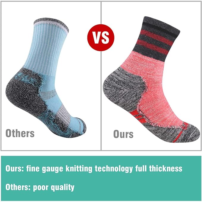 FEIDEER Women's Hiking Walking Socks, 4-Pack Outdoor Recreation Socks Wicking Cushion Crew Socks