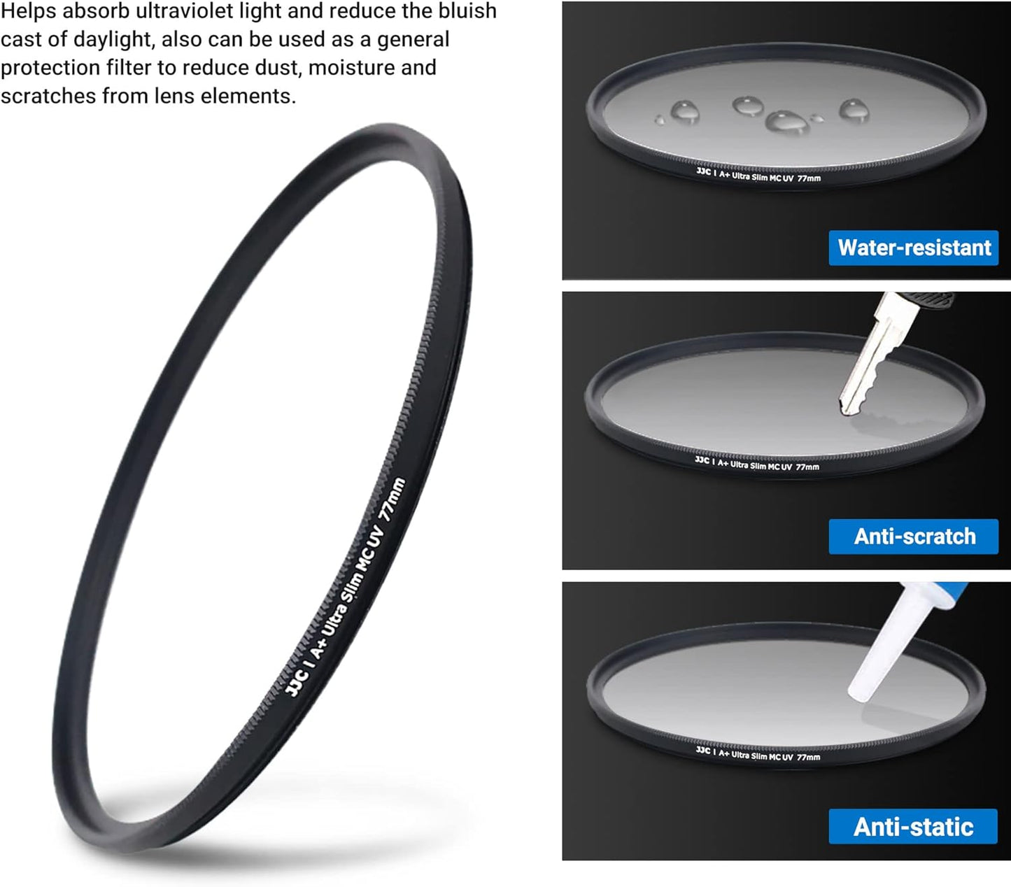 JJC 58mm T7 T6 T8i T7i T6i SL3 SL2 90D 80D 77D 4000D 18-55mm Multi-Coated UV Filter + Long Soft Viewfinder Eyecup