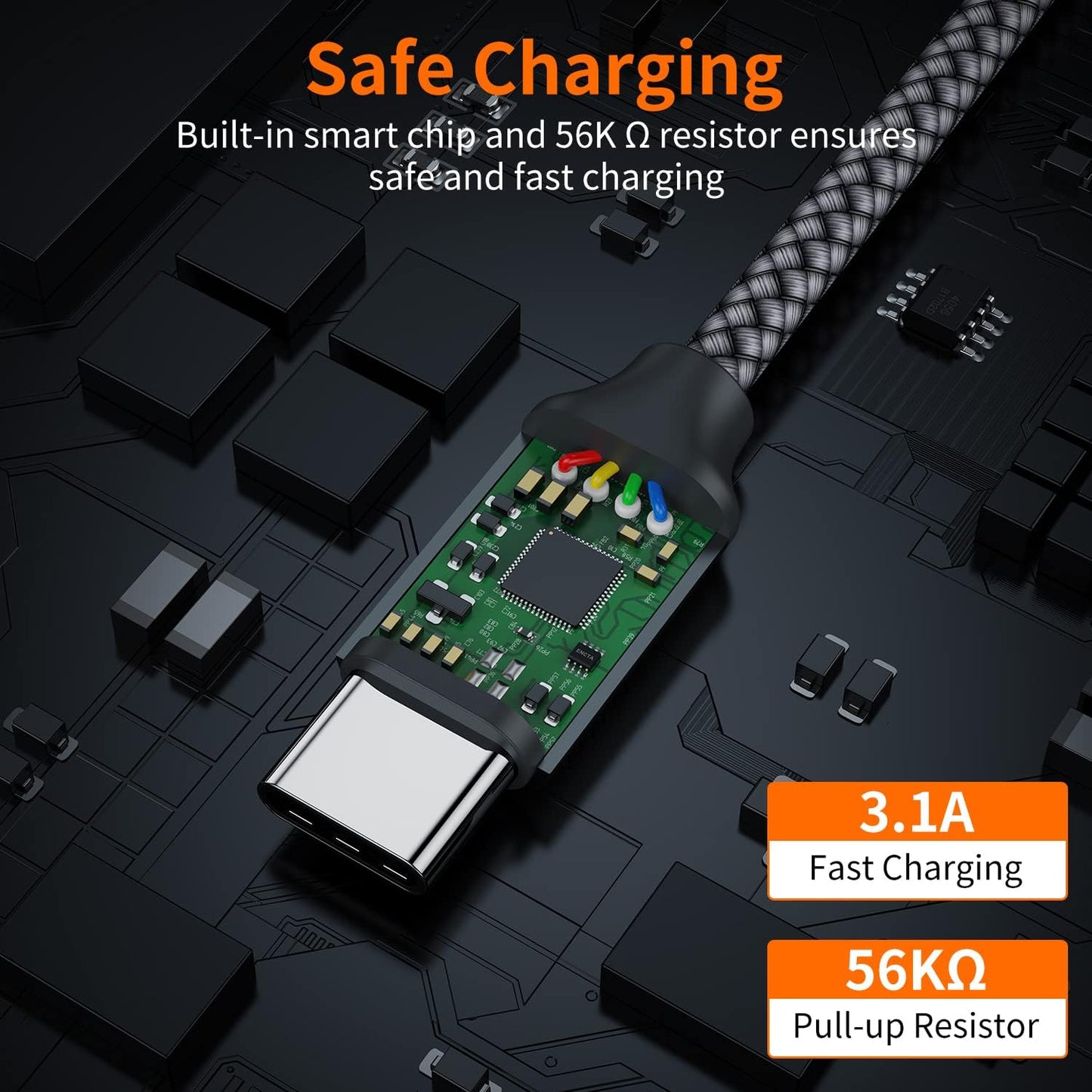 (1ft 3-Pack), 3.1A 15 16 S22 S21 S20 S10 S9, 20 10,A80 A70 A50,Power JXMOX Short USB C Cable USB A to Type-C Charger