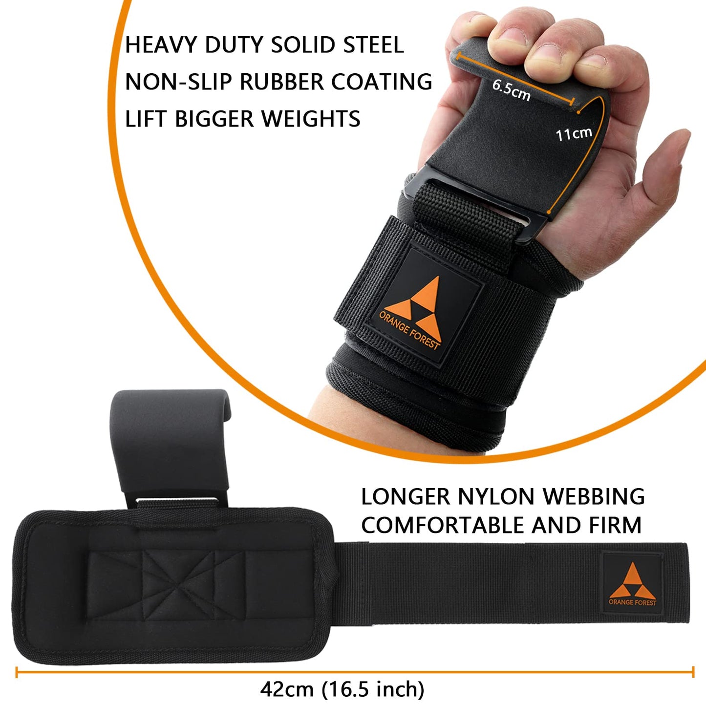 Weight Lifting Hooks (Pair), Heavy Duty Lifting Wrist Straps with 9cm Width Neoprene Padded, Hand Grip Support for Deadlift, Powerlifting and Pull Ups, Weightlifting Gym Gloves for Men and Women
