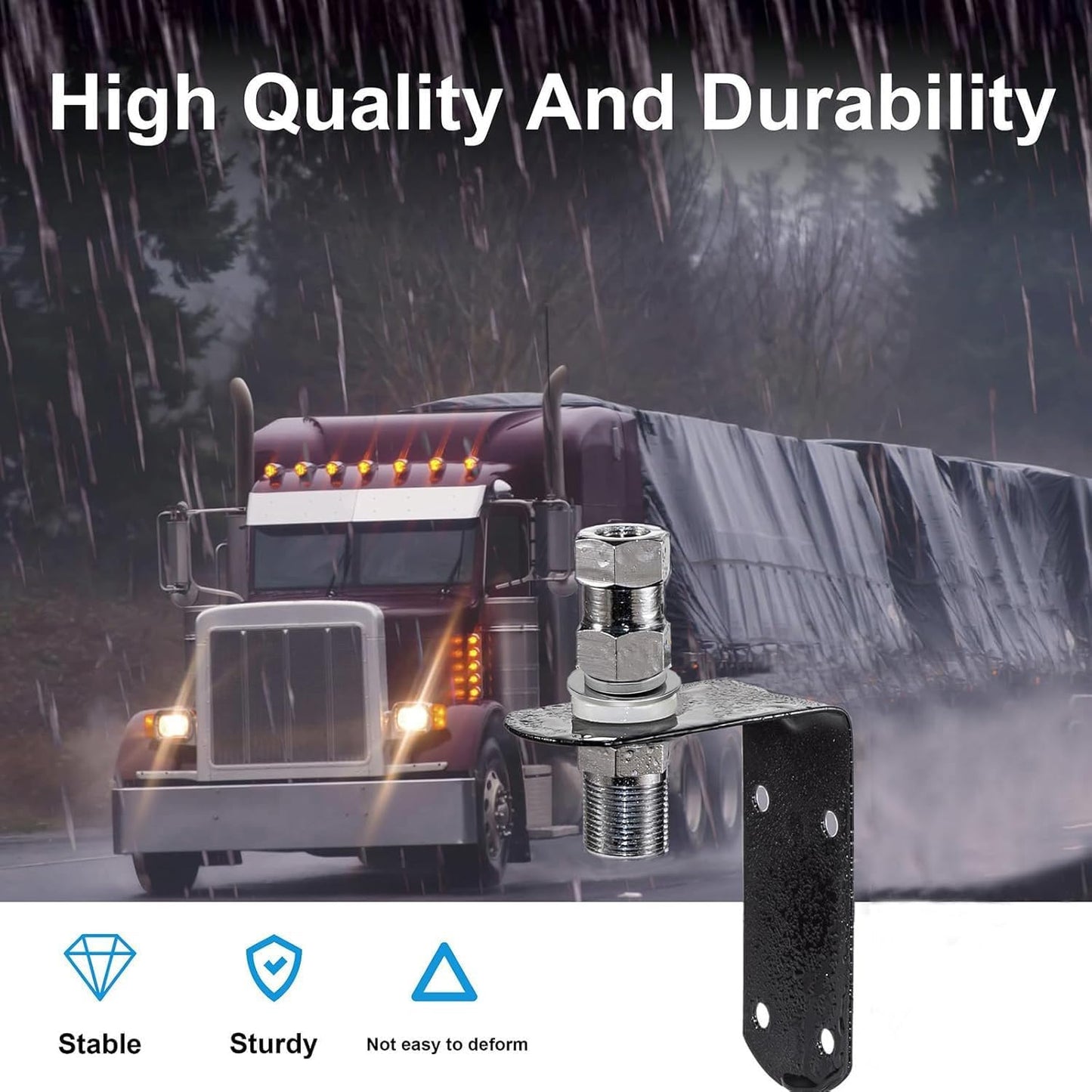 SO-239 3/8-24 L-Shape Universal CB Antenna Hood/Trunk Channel Wall Mount with Stud Compatible with Standard Threaded