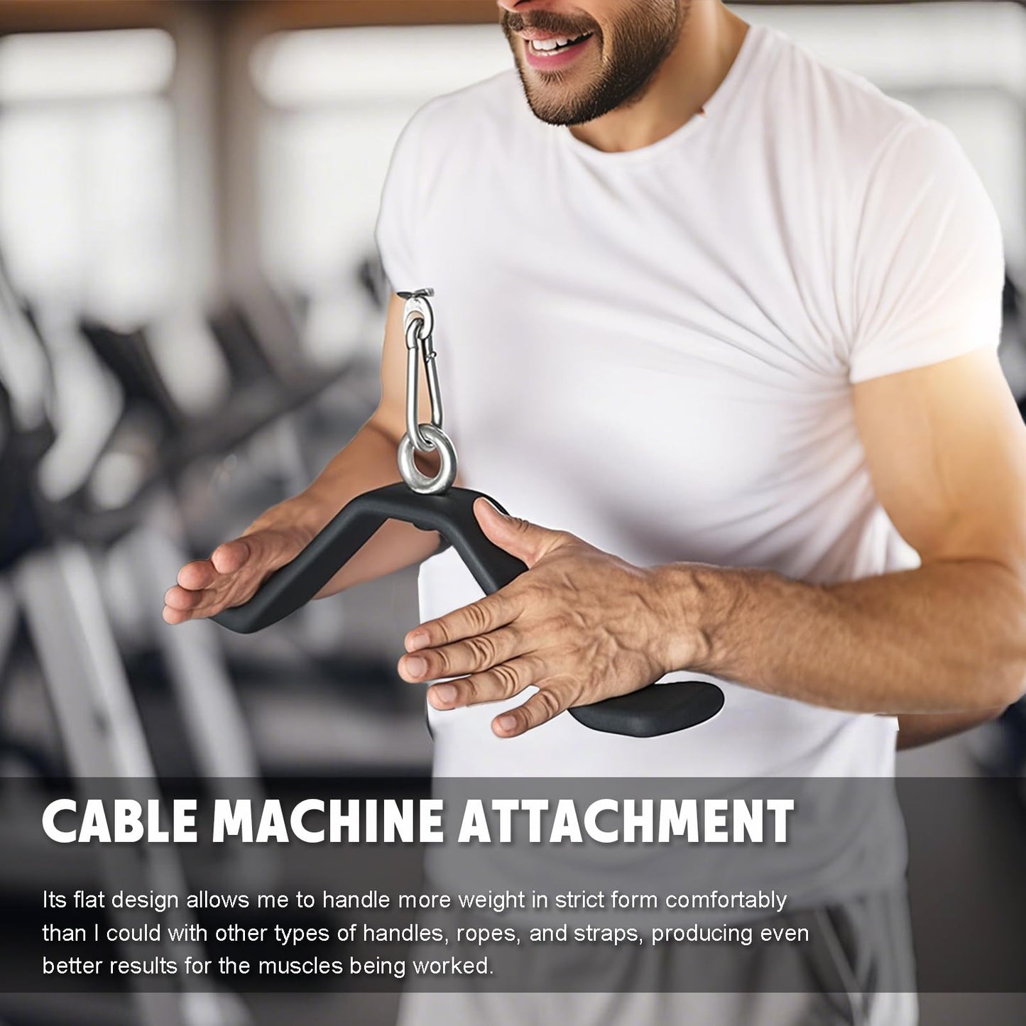 Cable Machine Attachment Curl Lat Pull Down Bar, LAT Pulldown Tricep Bar Strength Training Workout, Back Cable Attachments Grip for Home Gym (Length 16.5")