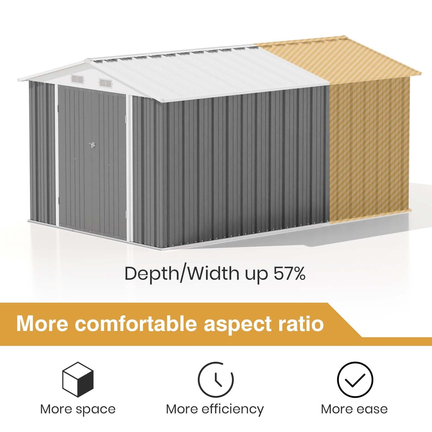 Patiowell 12 x 8 FT Outdoor Storage Shed, Steel Shed Storage House with Design of Lockable Doors, Utility and Tool Storage for Garden, Patio, Backyard, Outside use, Gray