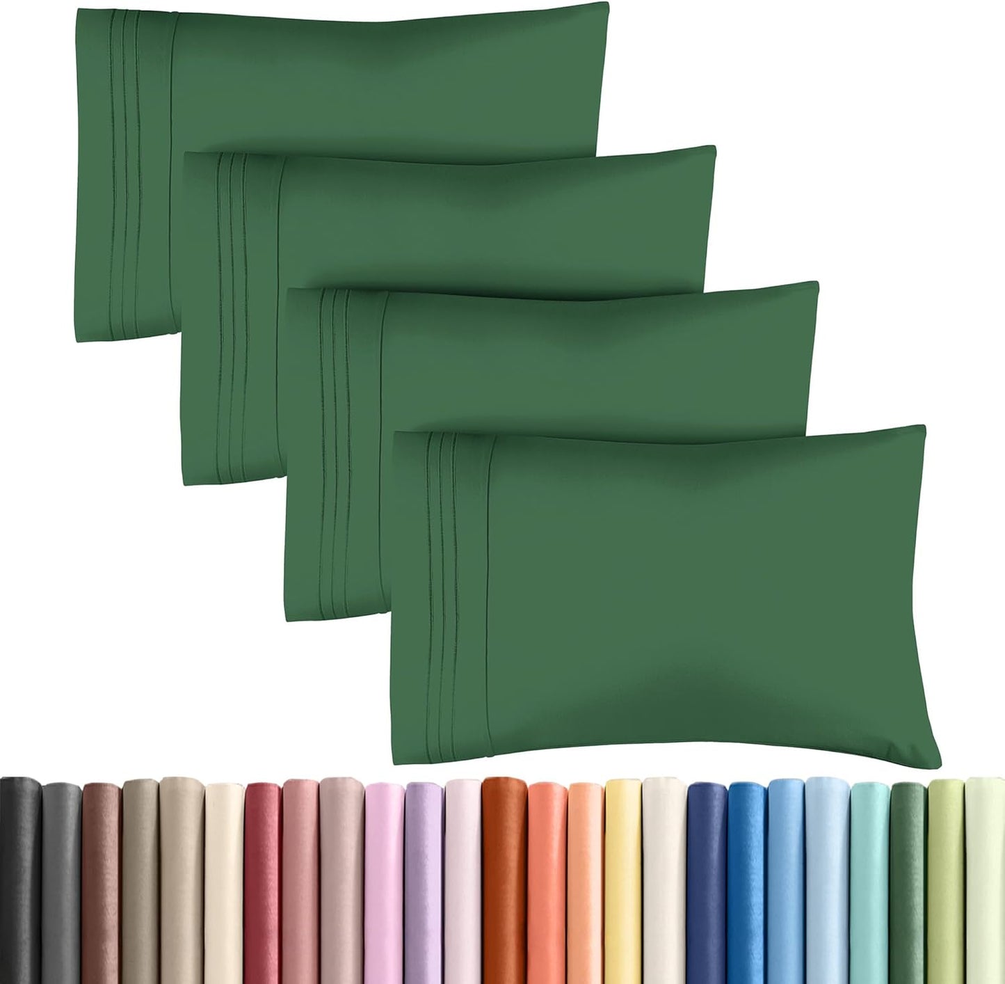 Skiennix Queen Pillow Cases Set of 4 - Ultra Soft Hotel Quality - Wrinkle Free & Fade Resistant - Emerald Green