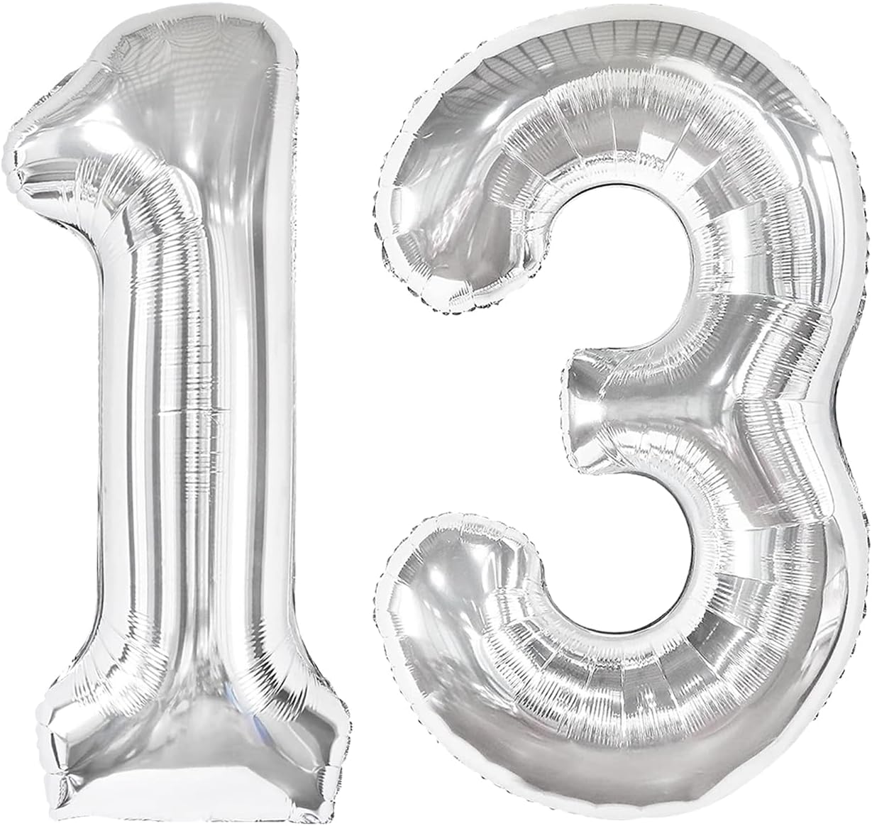 Silver Number 13 Balloon - 40 Inch Metallic Birthday Decoration for Kids' 13th Party