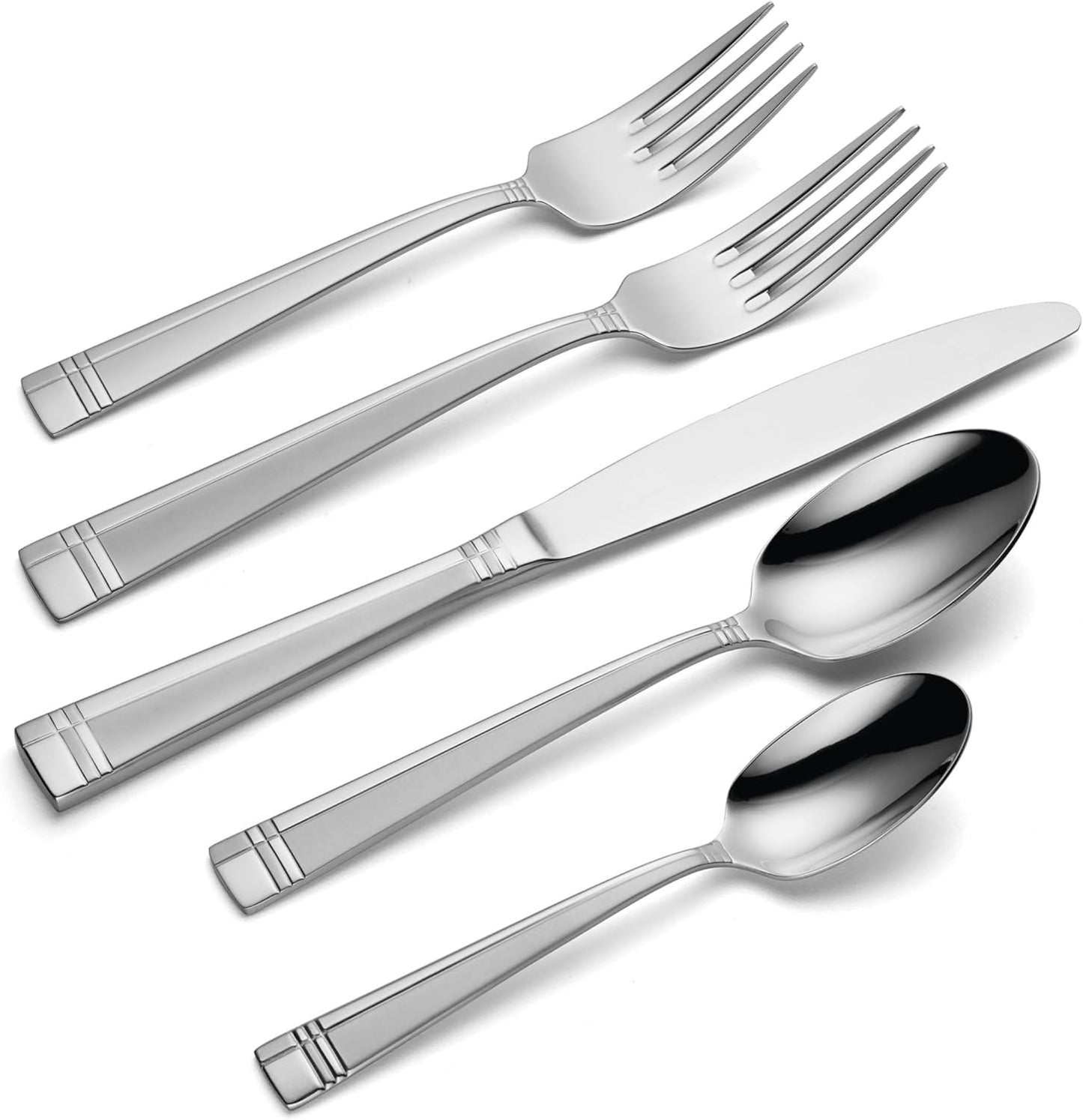Oneida Amsterdam 45-Piece Silverware Set - Rust Resistant, Dishwasher Safe Flatware for 8 | Stainless Steel