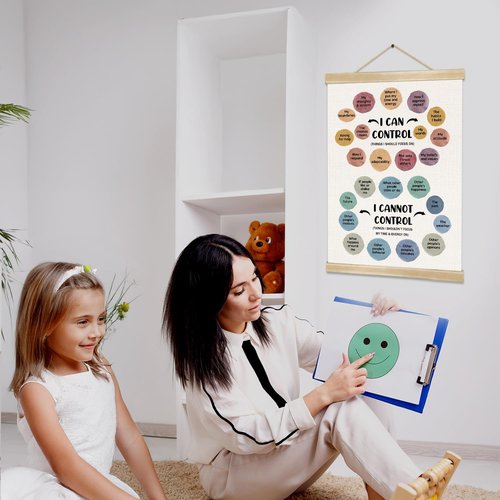 I Can Control Wall Art Poster - Motivational Mental Health Canvas for Classroom & Therapy Room | 18.5x14in Colorful