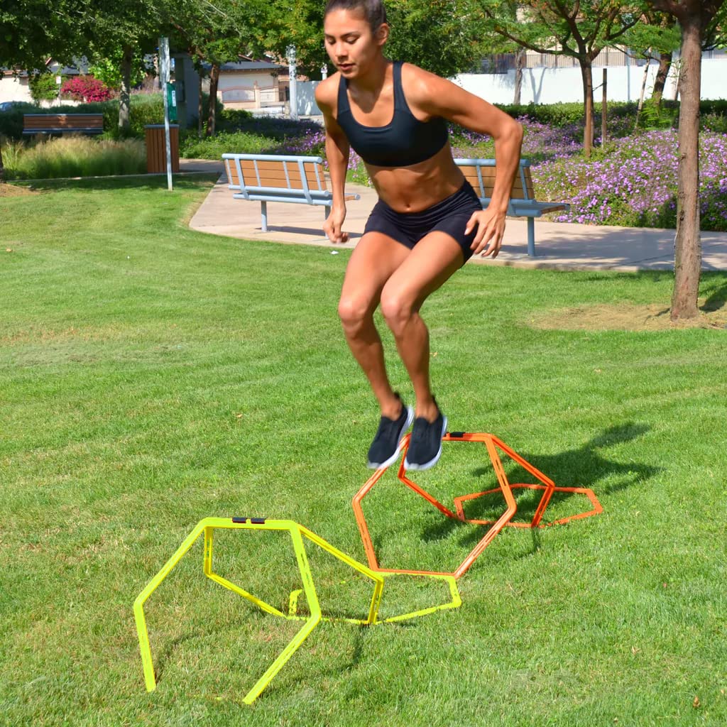 ZUKAM Hex Agility Rings for Speed Training & Agility Footwork Training Speed Hurdles Ladder with Carrying Bag (6 Rings)