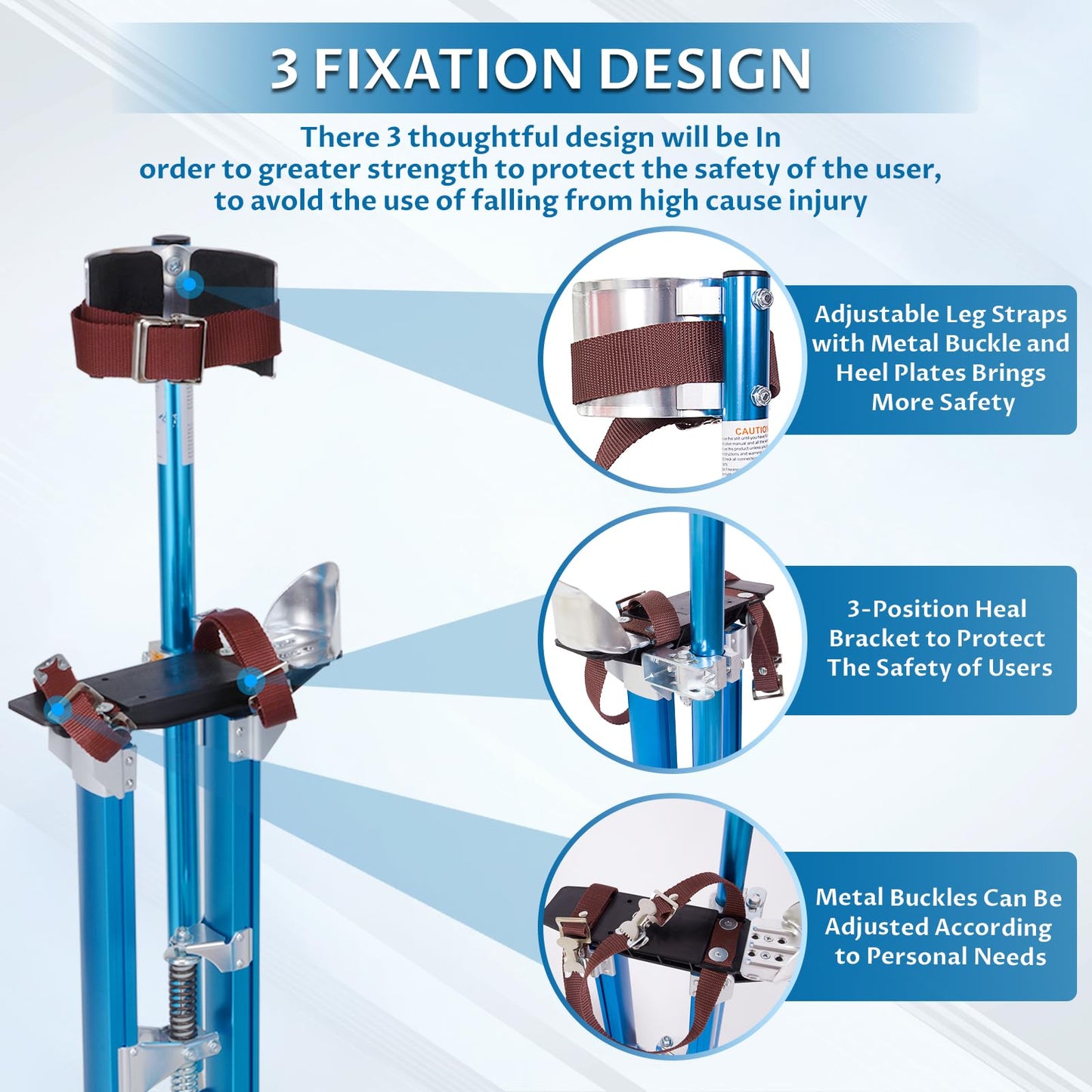 Hooomyai Drywall Stilts 18-30 inch Adjustable Height Aluminum Painting Tool Stilt with Knee Pads Protection Ideal for Painting, Finishing, and Cleaning – Blue