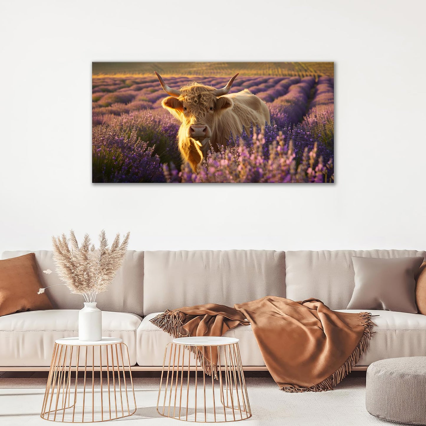 Fuzawet Large Deer Wall Art Foggy Forest Pictures Wall Decor Elk Rustic Landscape Canvas Painting Home Modern Artwork Decorations Framed for Office Bedroom Bathroon Living Room 60X30 inch