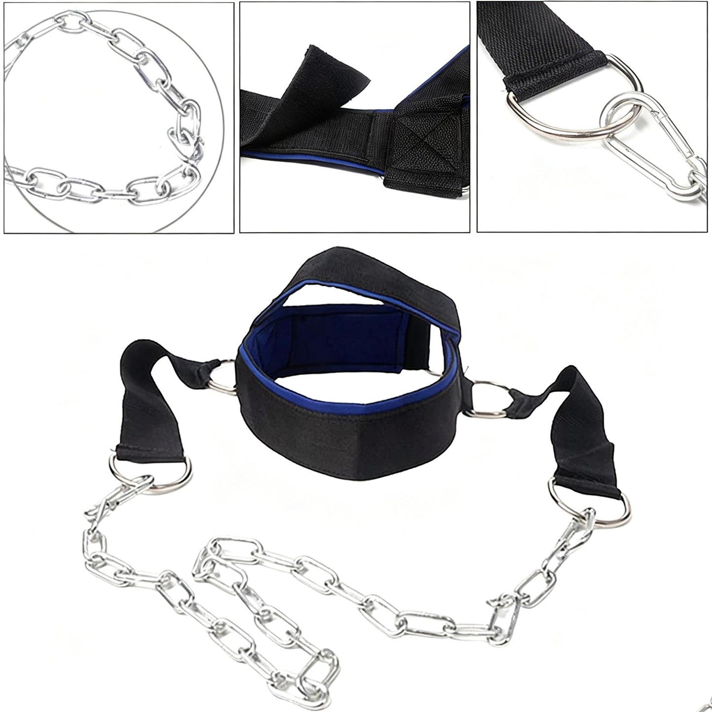 Fitness Neck Head Harness Neck Training Weight Lifting Strength Trainer With Adjustable Long Steel Chain and Strap Improve Muscle Strength Neck Exerciser