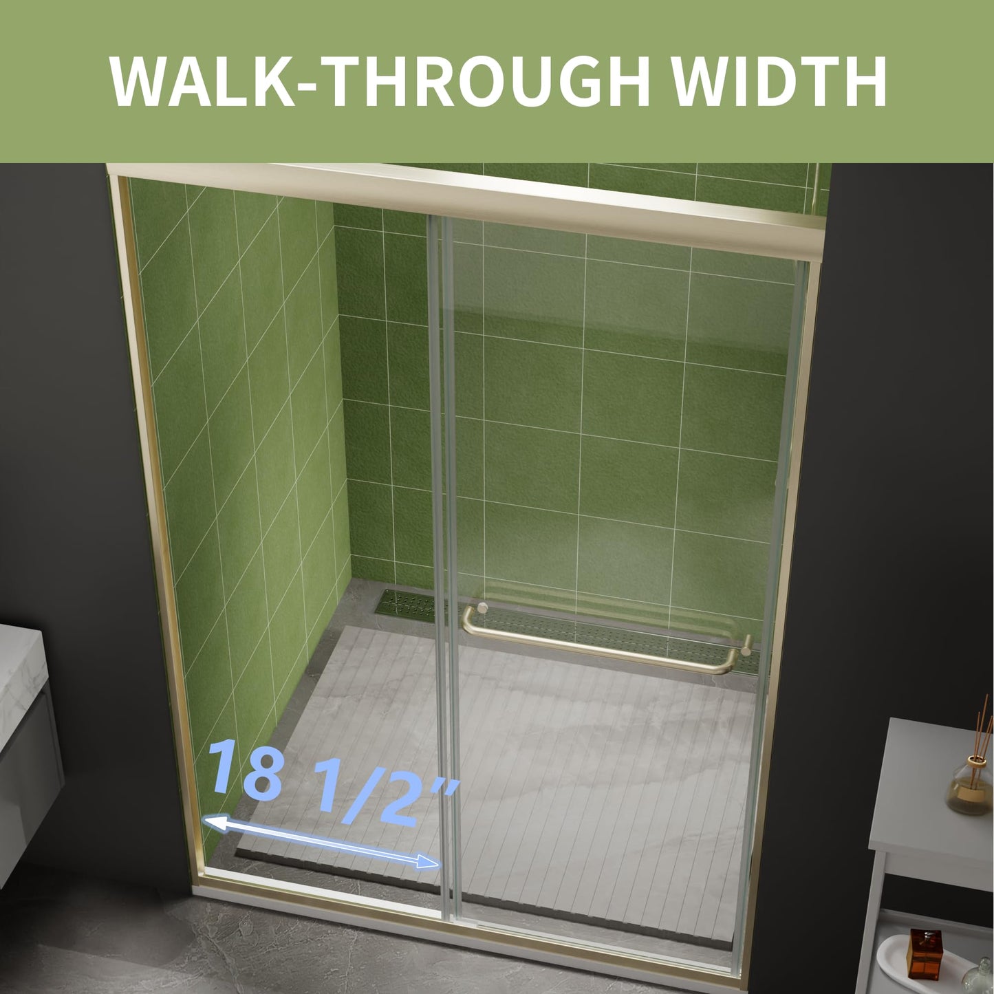 Comfystyle 44-48 in.W x70 in.H Semi-Frameless Sliding Shower Door,Sliding Shower Door with 1/4" (6mm) Clear SGCC Tempered Glass,Brushed Nickel Finish,Shower Doors can be Installed Left and Right