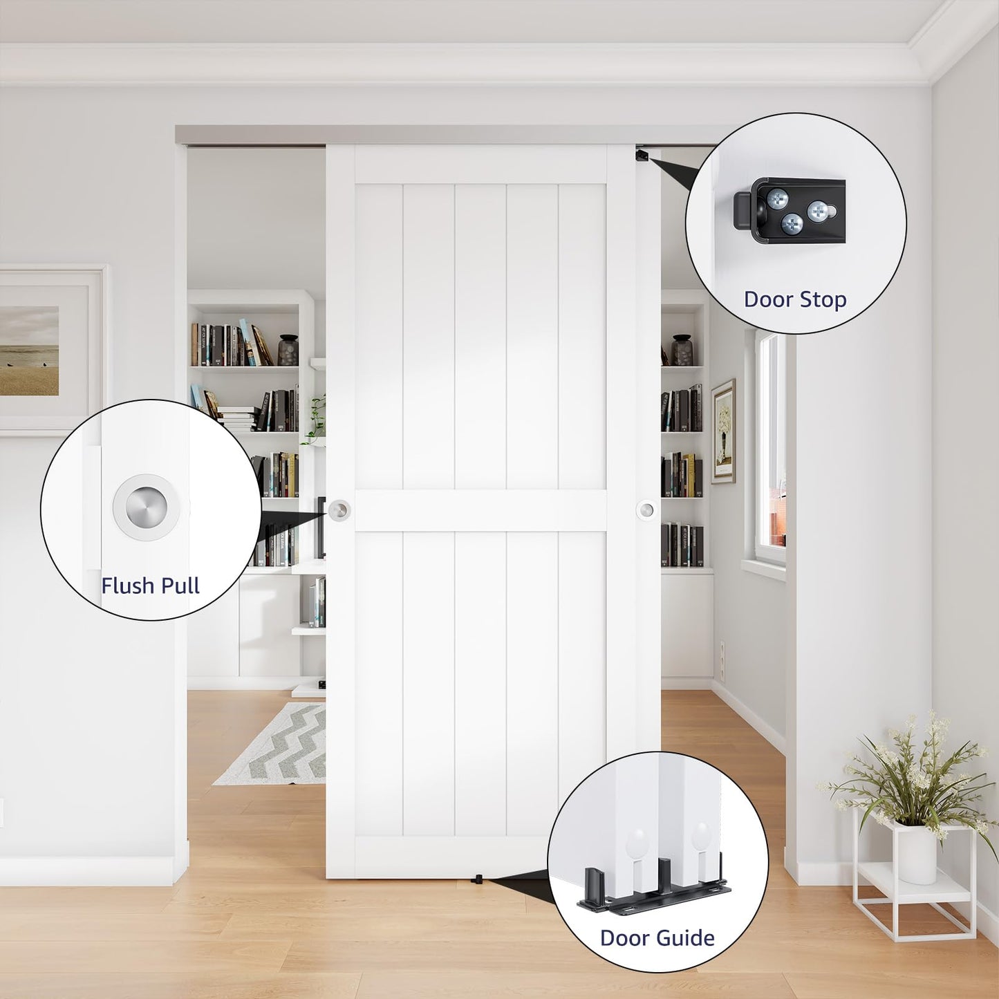 COSHOMER 6FT Bypass Door Hardware, Closet Door Track Kit, Top-Mounted Style, Made of Heavy Duty Aluminum, Smoothly and Quietly, for 2 Doors System - Fit Min Door Panel Width of 36.5in, Silver