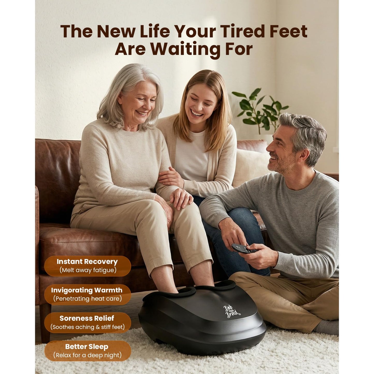 BOB AND BRAD Lite Foot Massager with Heat, FSA-HSA Eligible, Shiatsu Feet Massager with Deep Kneading & Compression, Multi-Level Settings, Fathers Day Gift for Dad Husband
