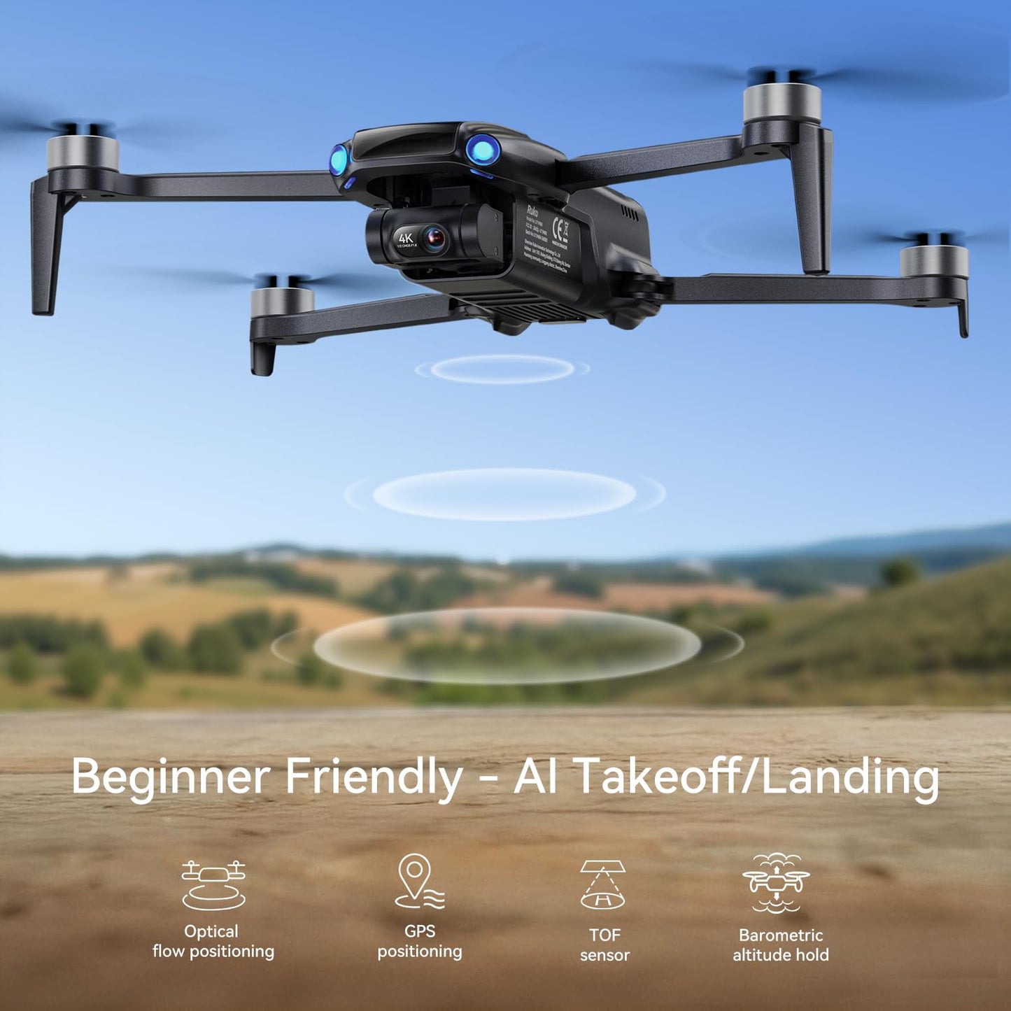 Ruko U11MINI 4K, Drones with Camera for Adults 4K Video 8K Photo, Under 249g, 3-Axis Gimbal, 20000ft FPV Transmission, AI Takeoff/Landing, Auto Return, GPS with Beeper, TOF, Beginner (96-Min Flight)