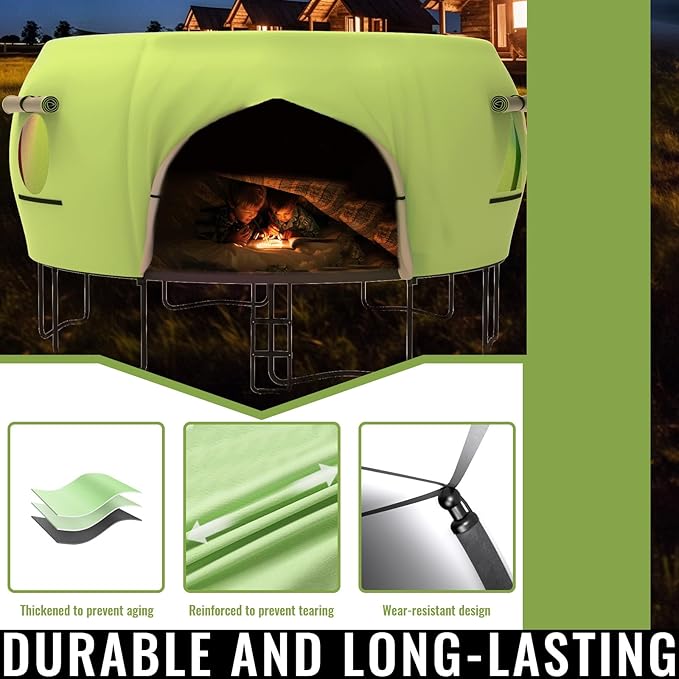 Gardenature 10FT/12FT/14FT Trampoline Tent(Tent Only), Fit Round Trampolines, Shade Cover with LED Light, Outdoor Trampolien Accessories, Anti-Tear