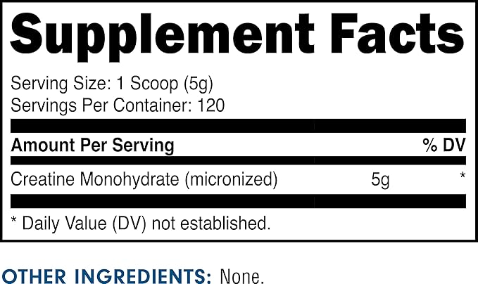 Bucked Up Pure Micronized Creatine Monohydrate for Women and Men - Easy to Mix and Unflavored - 5G Per Serving - 120 Servings - 600 Grams Per Container