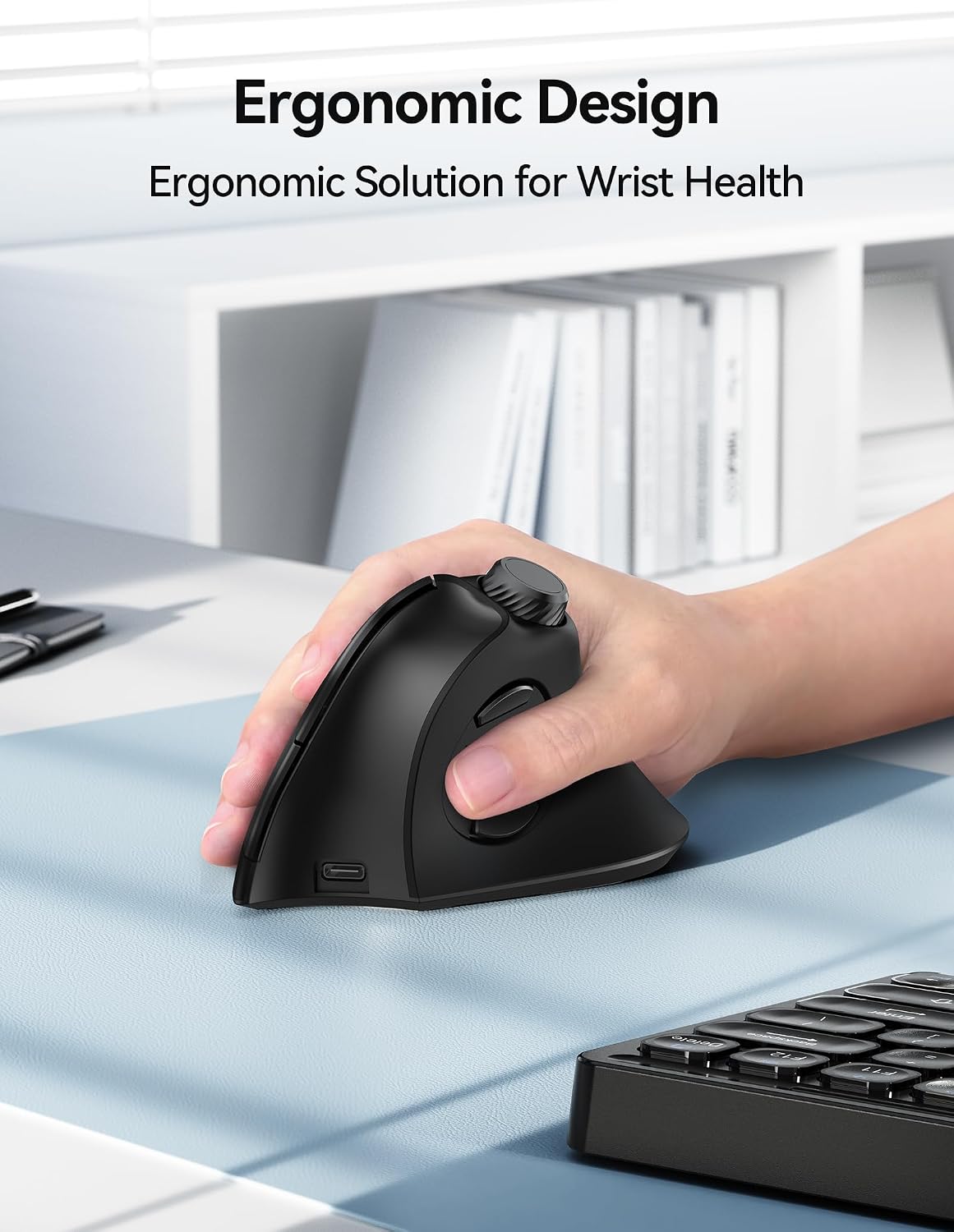 TECKNET 5.0/5.0+2.4G), 6 Ergonomic Mouse, Rechargeable Wireless Bluetooth Mouse (BT Vertical Mouse with Volume Knob