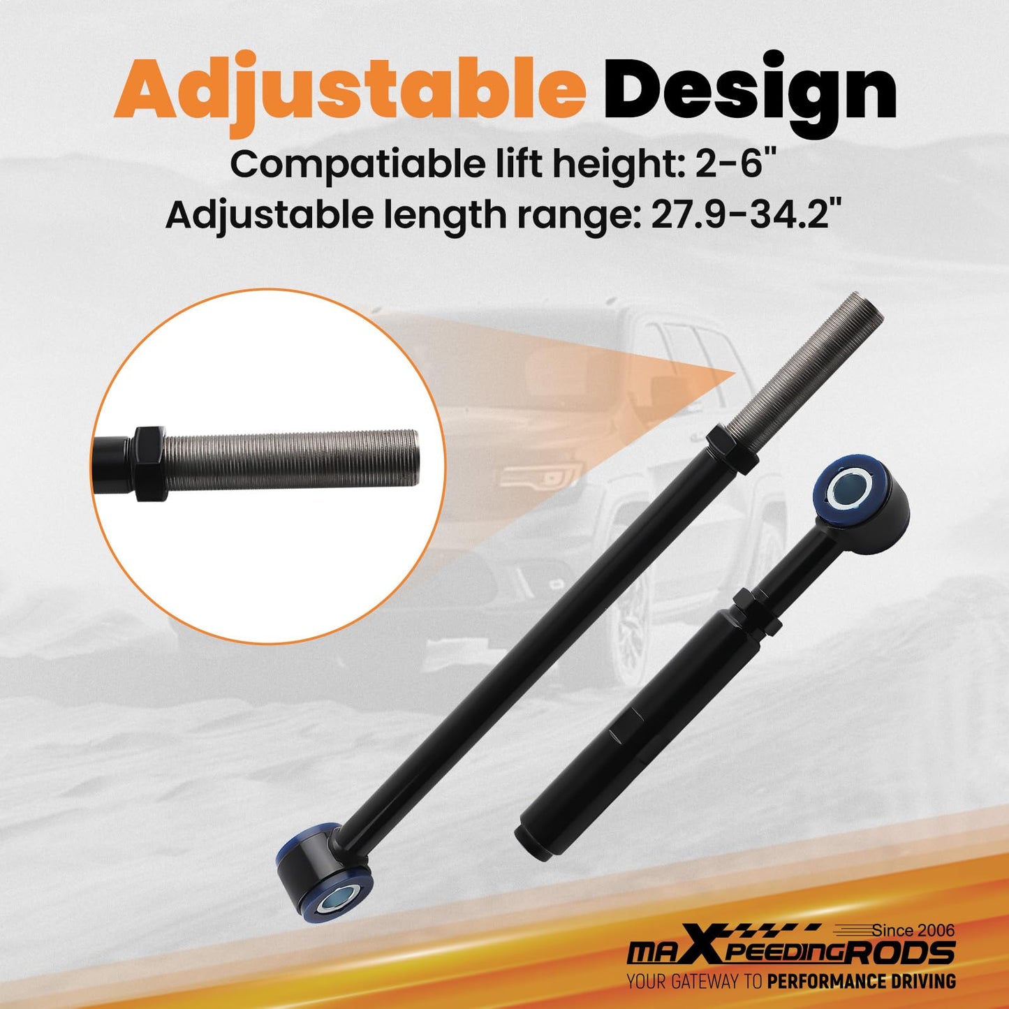 maXpeedingrods Front Adjustable Track Bar Fit 2-6" Lift for Ford F250 F350 Super Duty 1999-2004, Panhard Rod for Excursion 2000-2005 2WD 4WD