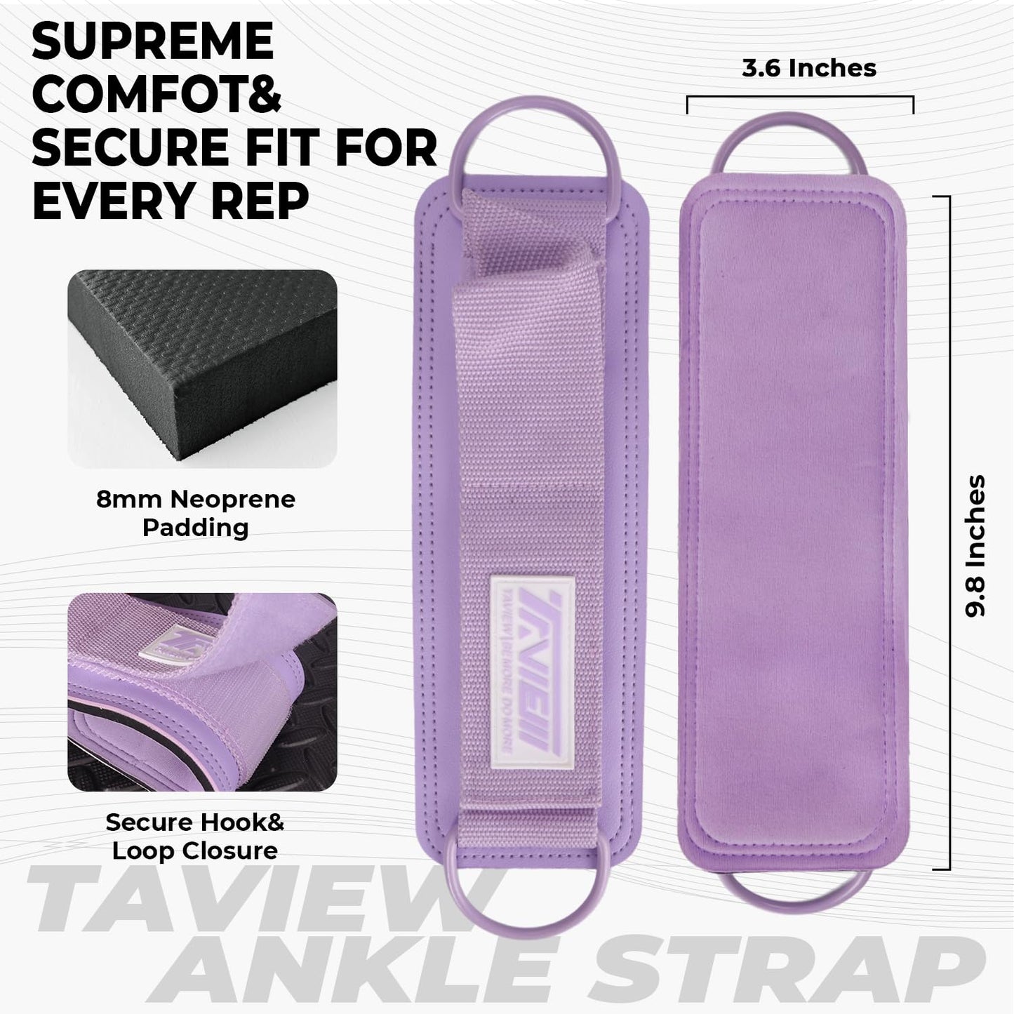 TAVIEW Ankle Straps Cable Machine Attachment for Gym - Cable Kickback Ankle Straps - Padded Ankle Cuffs for Glute Kickbacks and Leg Workouts