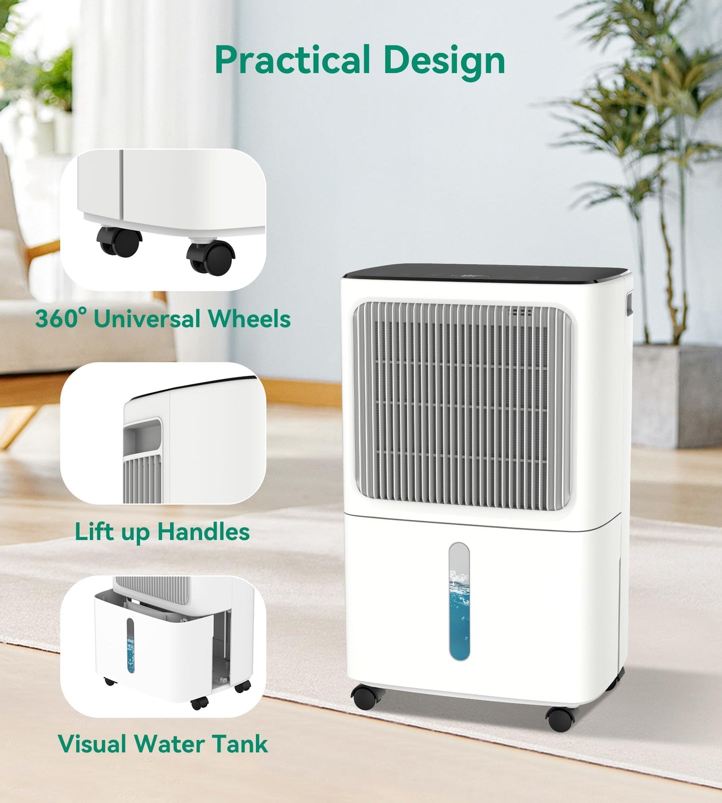 VEAGASO 2500 Sq.Ft Dehumidifier for Basement with Drain Hose, 34-Pint Dehumidifiers for Home, Large Room, Bathroom, Bedroom - 3 Modes, Intelligent Humidity Control, Dry Clothes, 24H Timer