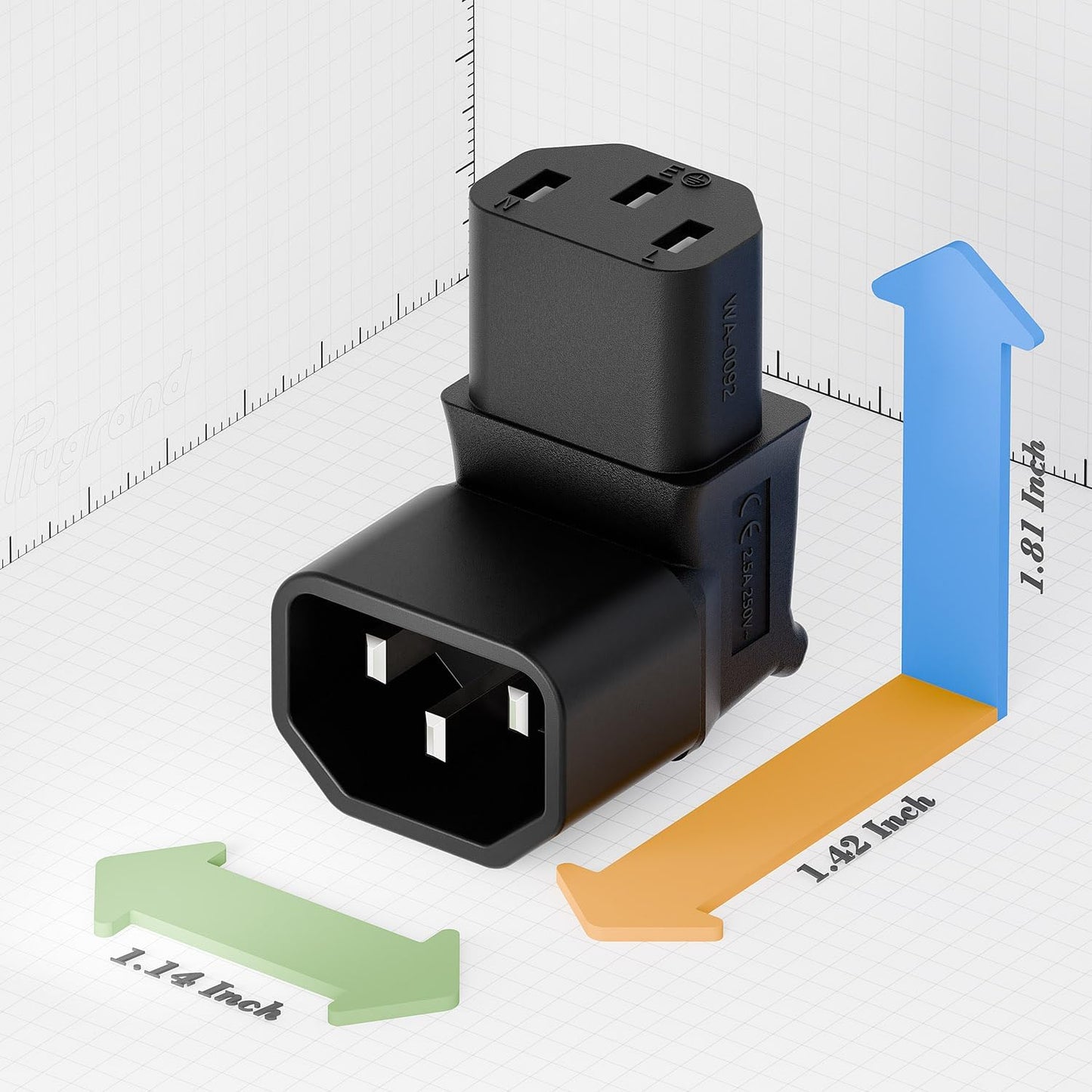 Vellcon 320 C14 C13 90 3Pole 90Degree IEC to Power Adapter PDU Plug/Socket Down Degree Wall-Mounted LCD TV AC Connector