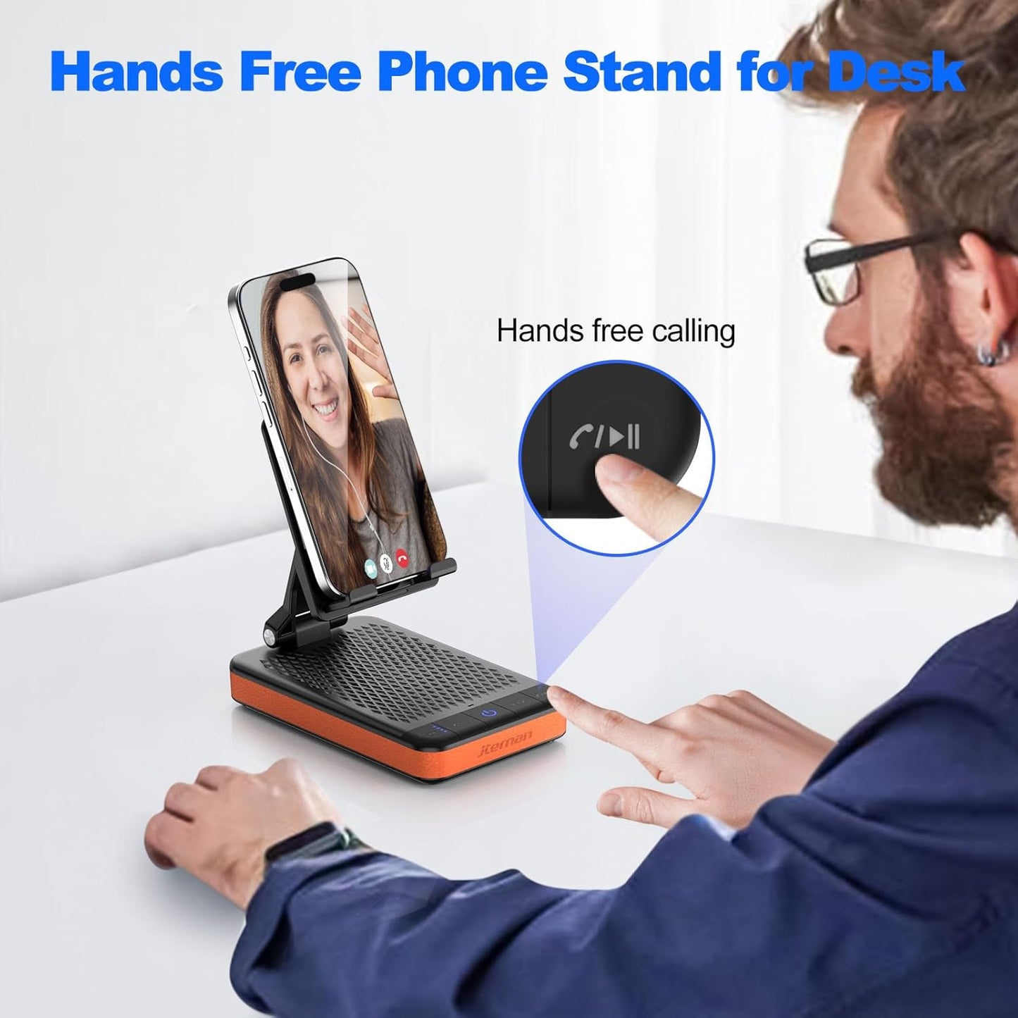JTEMAN Bluetooth Speaker Phone Stand with Charging Function,Portable Foldable Slim Stand,Birthday Gifts for Men