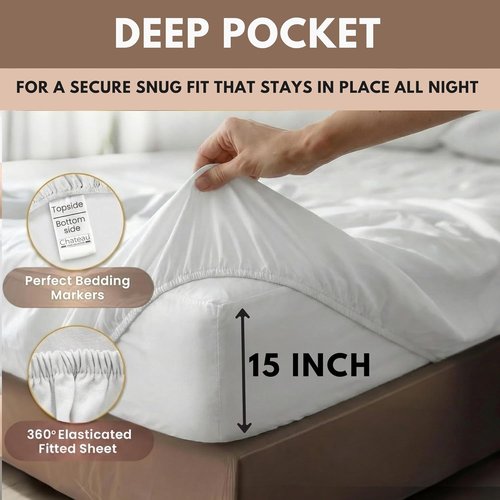 Chateau Home Collection King Size Sheets Set - 100% Egyptian Cotton, 400 Thread Count, Soft & Breathable, White