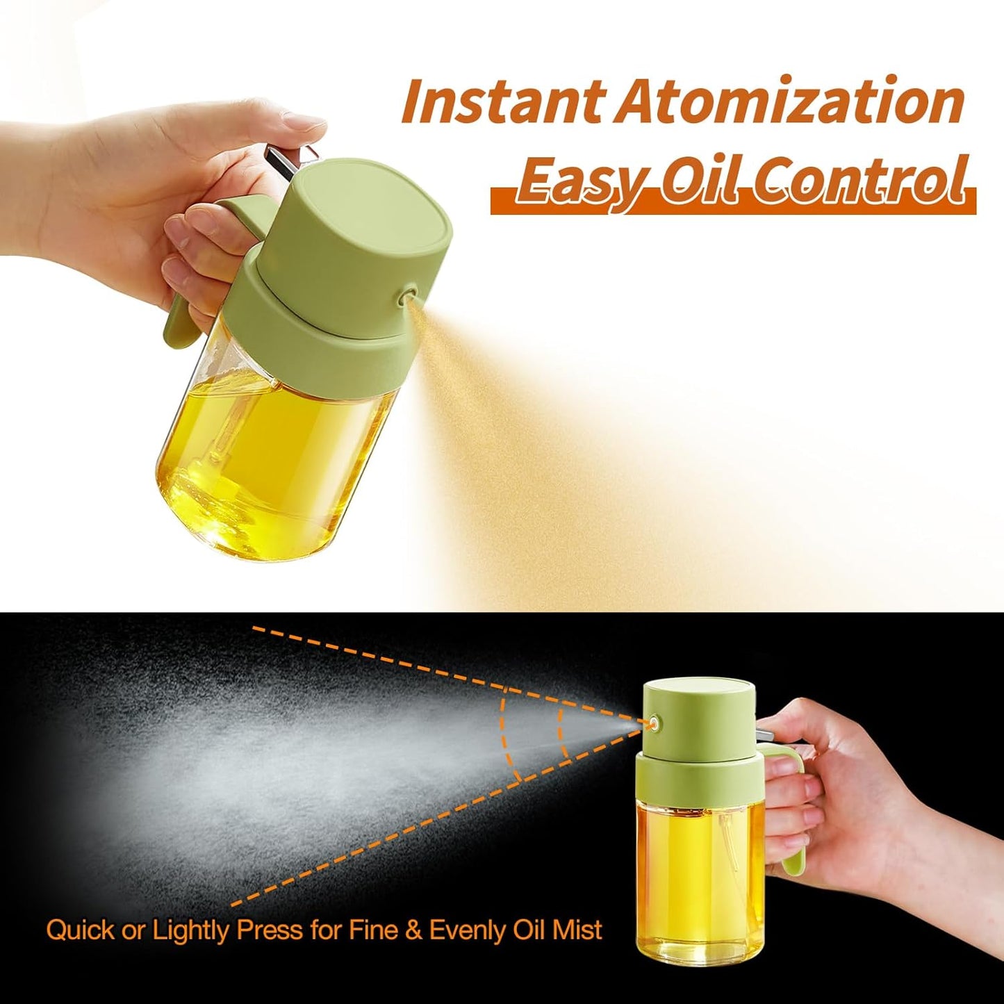 YARRAMATE Mini Oil Sprayer - 6.8 OZ Food-Grade Olive Oil Spray Bottle for Cooking | Portable Kitchen Mister (Green)