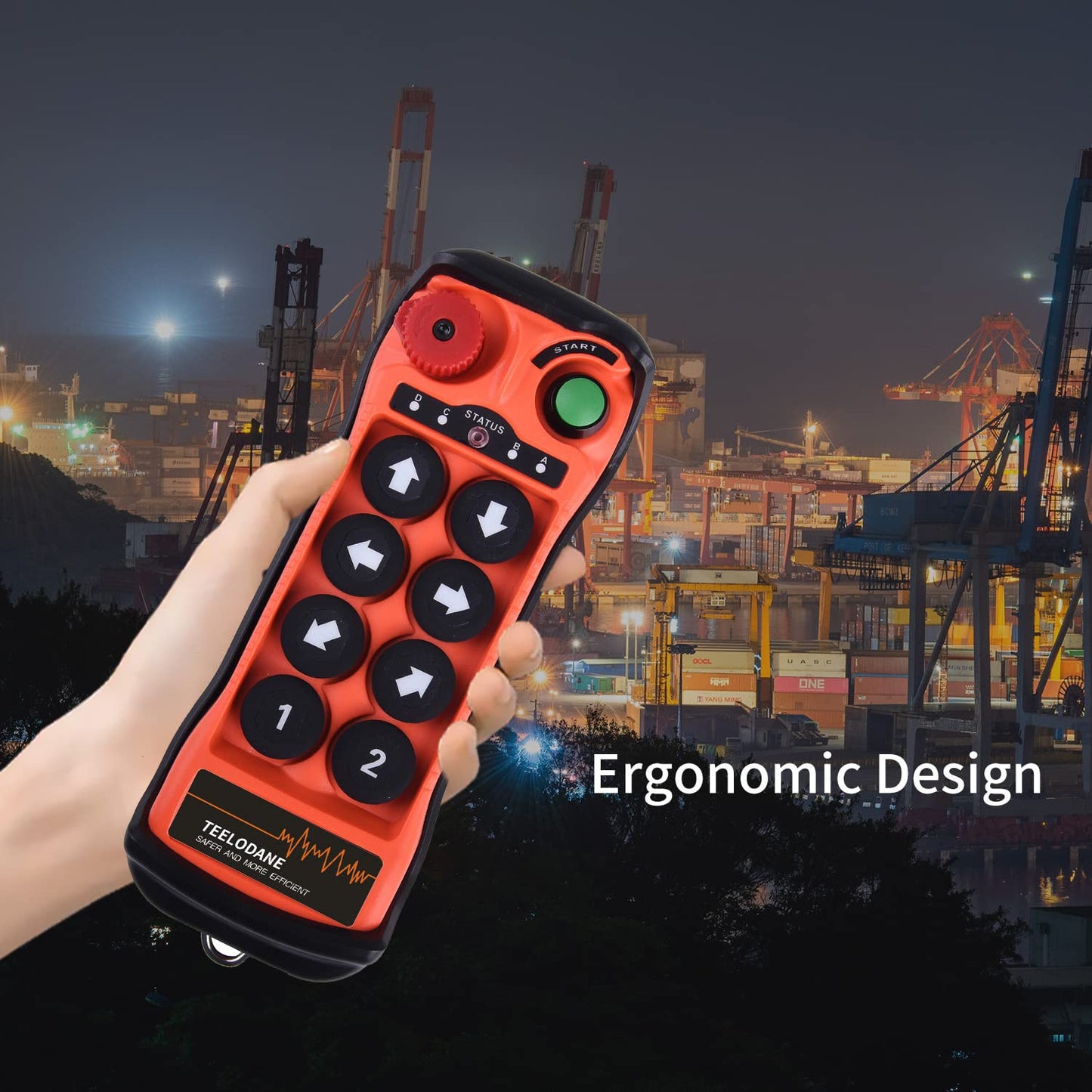 Q800 Industrial Wireless Crane Remote Control kit 8 Button 12v 24v Electric Lift Hoist Overhead Tower Bridge Transmitter Receiver with Emergency Stop