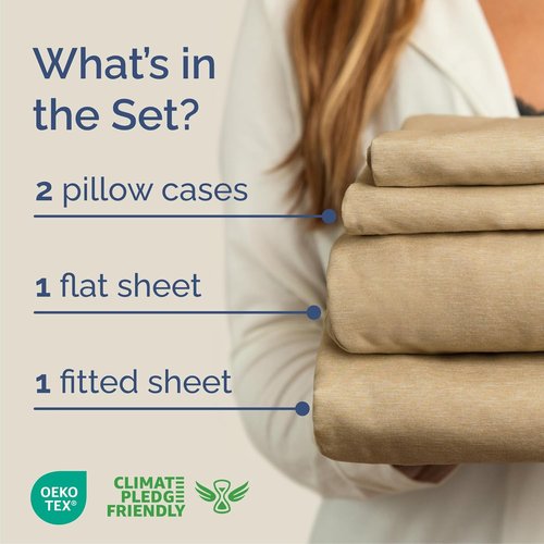 Cal King Size Sheet Set by Skiennix - Comfy Breathable Cooling Bedding - Luxury Tan Color with Deep Pockets