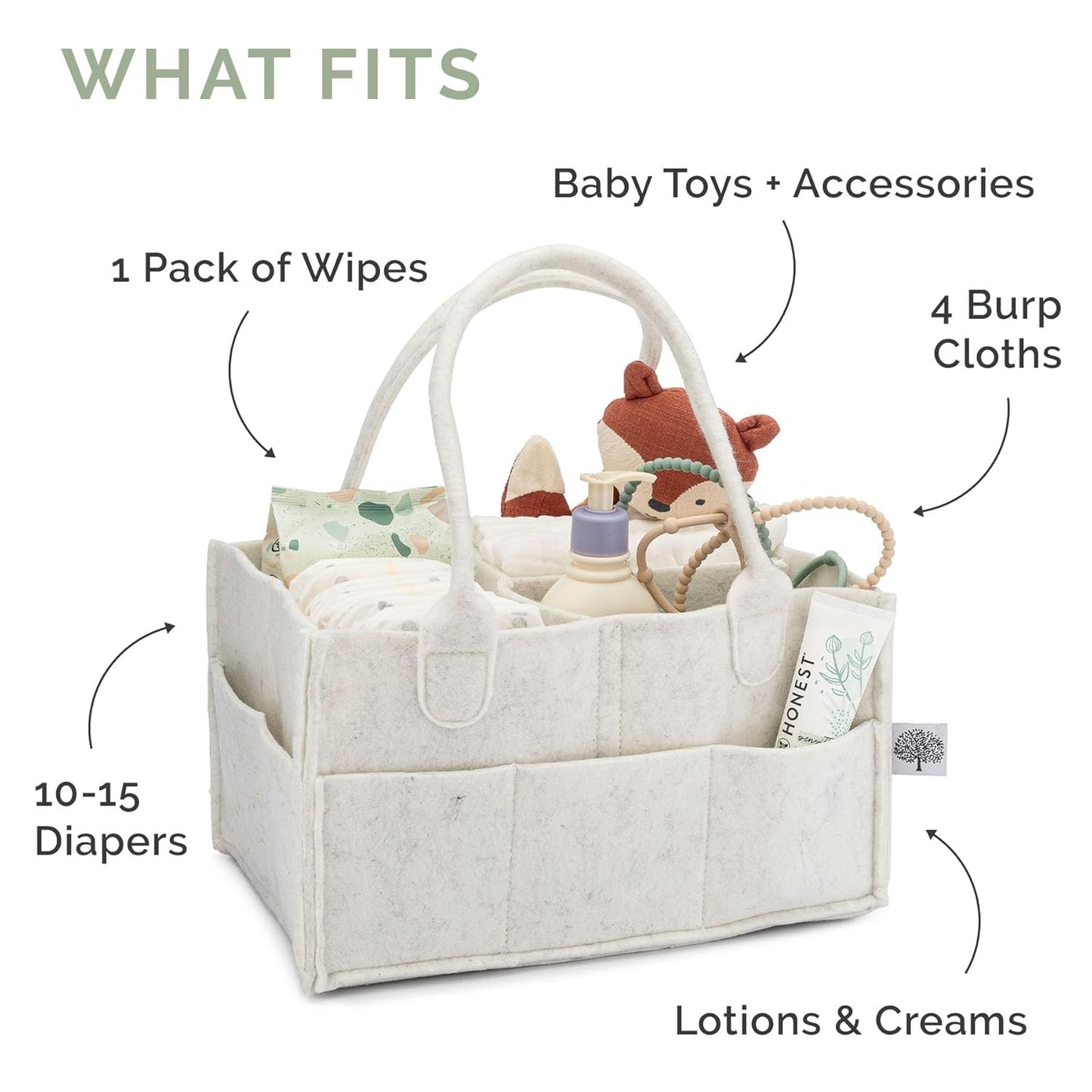 Parker Baby Diaper Caddy - Stylish Nursery Storage Bin & Car Organizer for Diapers - Gray, Regular Size