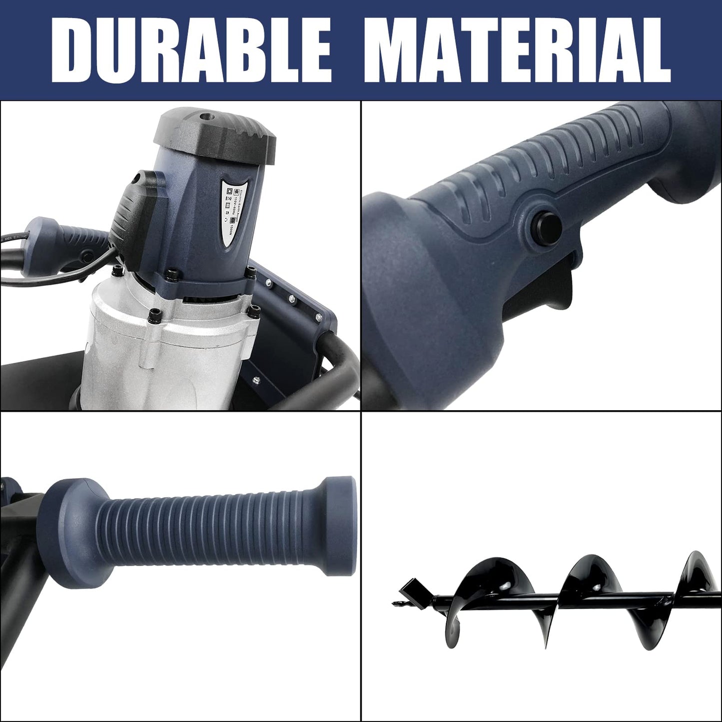 1500W Electric Post Hole Digger with 2 × 6-Inch Auger Bits – Heavy-Duty Earth Auger Drill for Fencing, Tree Planting, Gardening, Blue