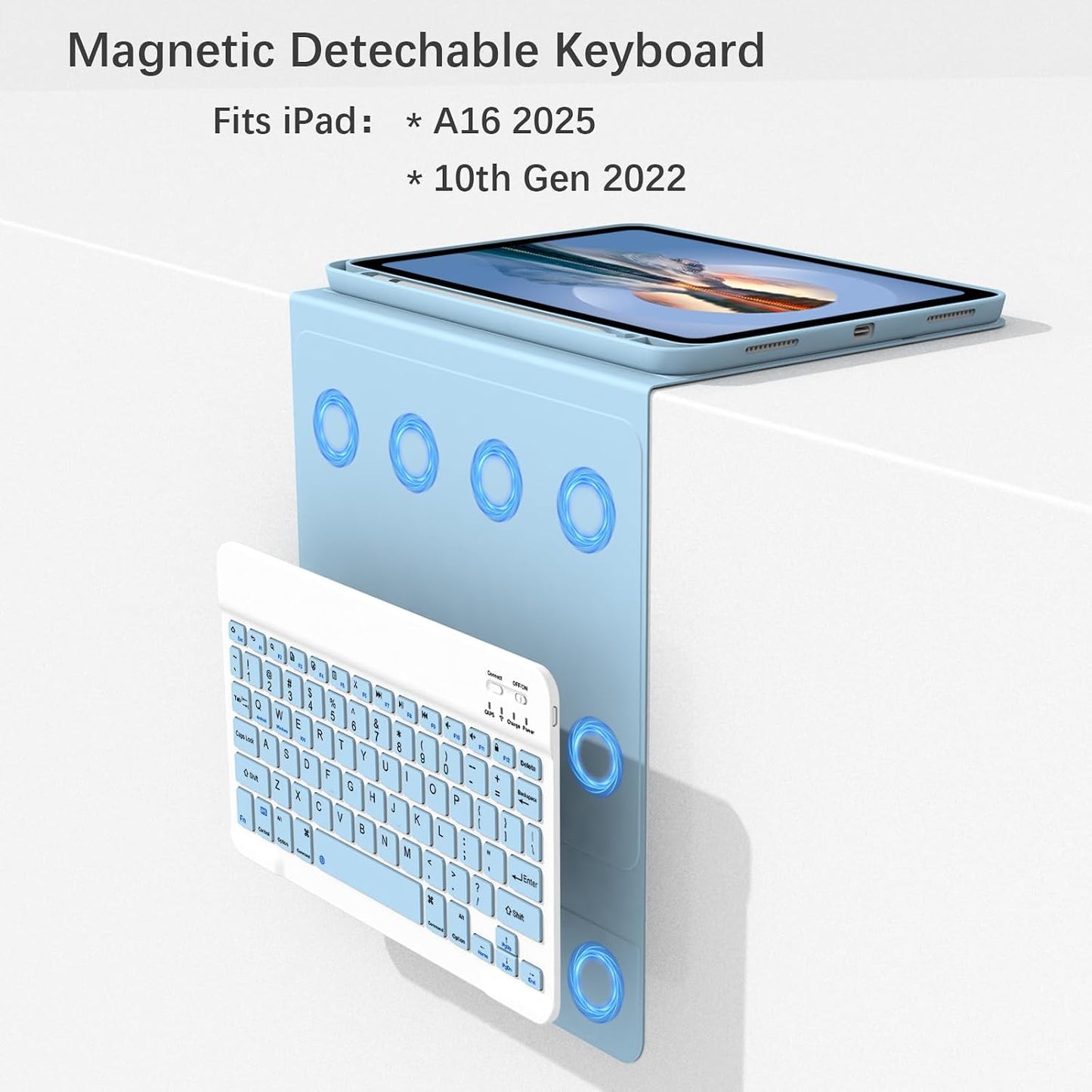 Divufus 11th (A16) 2025, 10th 2022 3 Keyboard Case for iPad Generation for iPad Generation [Magnetic Detachable