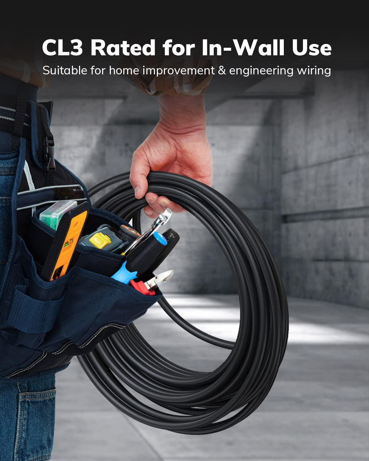 30FT, 4K 60 CL3 2.0 HDMI Cables @ Hz in-Wall Rated HDMI Cord High Speed HD Shielded Cord Compatible with Roku