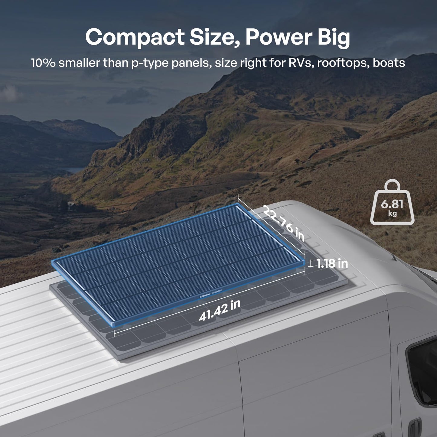 Renogy ShadowFlux Solar Panels, N-Type Anti-Shading Panels for 12V/24V Systems with 25% High-Efficiency PV Modules, 120W ShadowFlux N-Type Panel