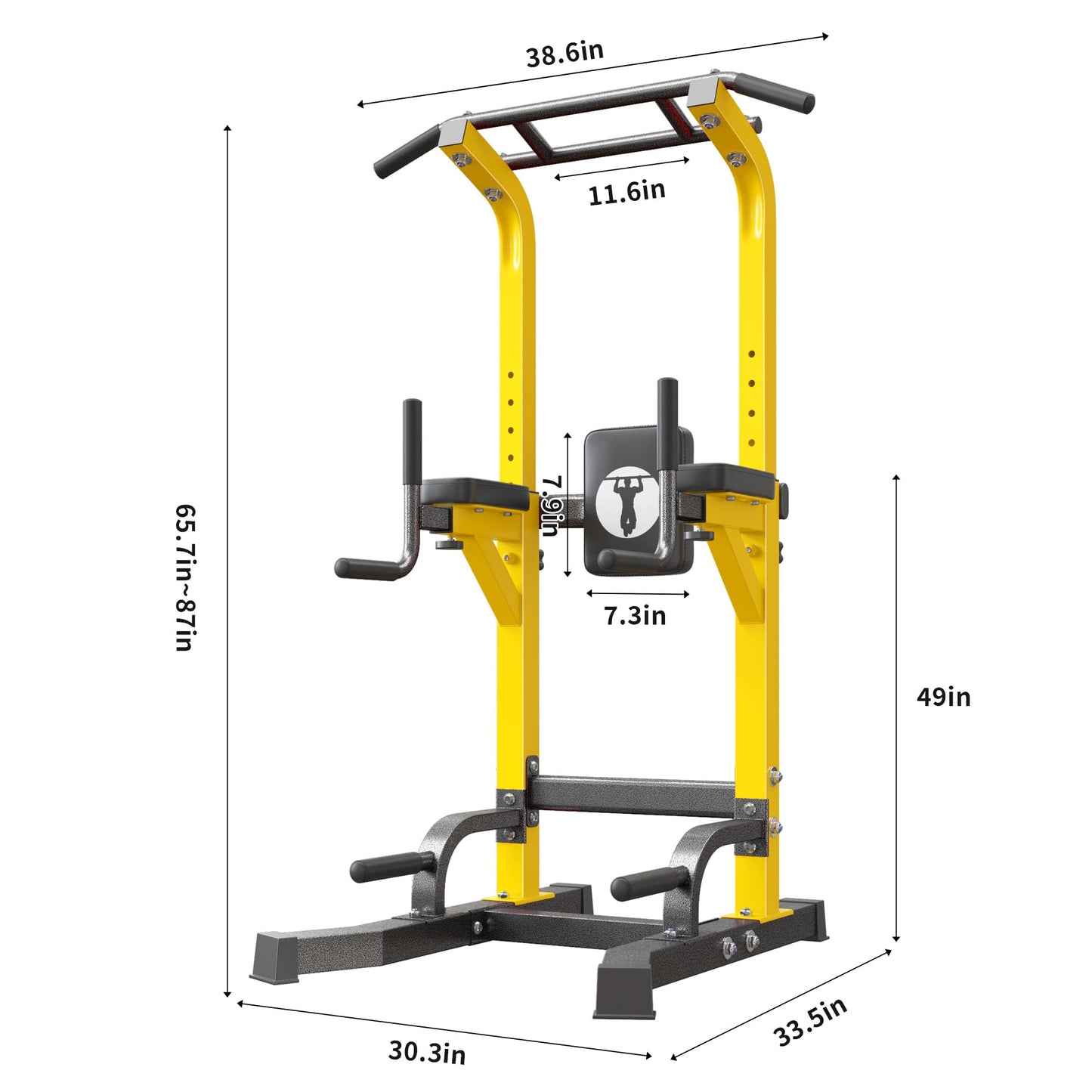 SogesHome Adjustable Pull Up Bar & Dip Station, Heavy Duty 330LB Capacity Multifunctional Home Gym Fitness Equipment for Strength Training, Push Up Stand for Arm, Back, Core & Full Body Workout, Yellow