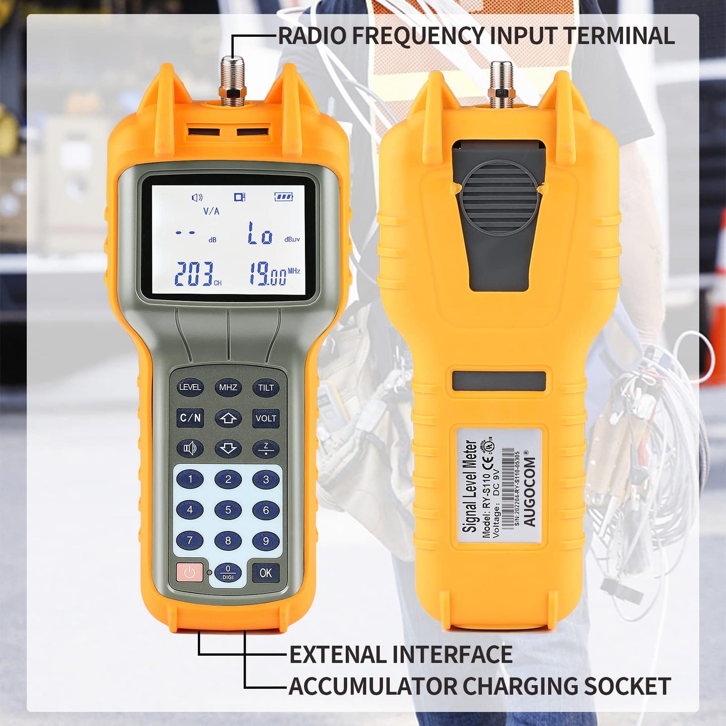 AUGOCOM® CATV Cable Tester, Coax Cable Tracer Coaxial Wire Continuity Checker, TV Handle Signal Level Meter DB Tester 47-870 MHz