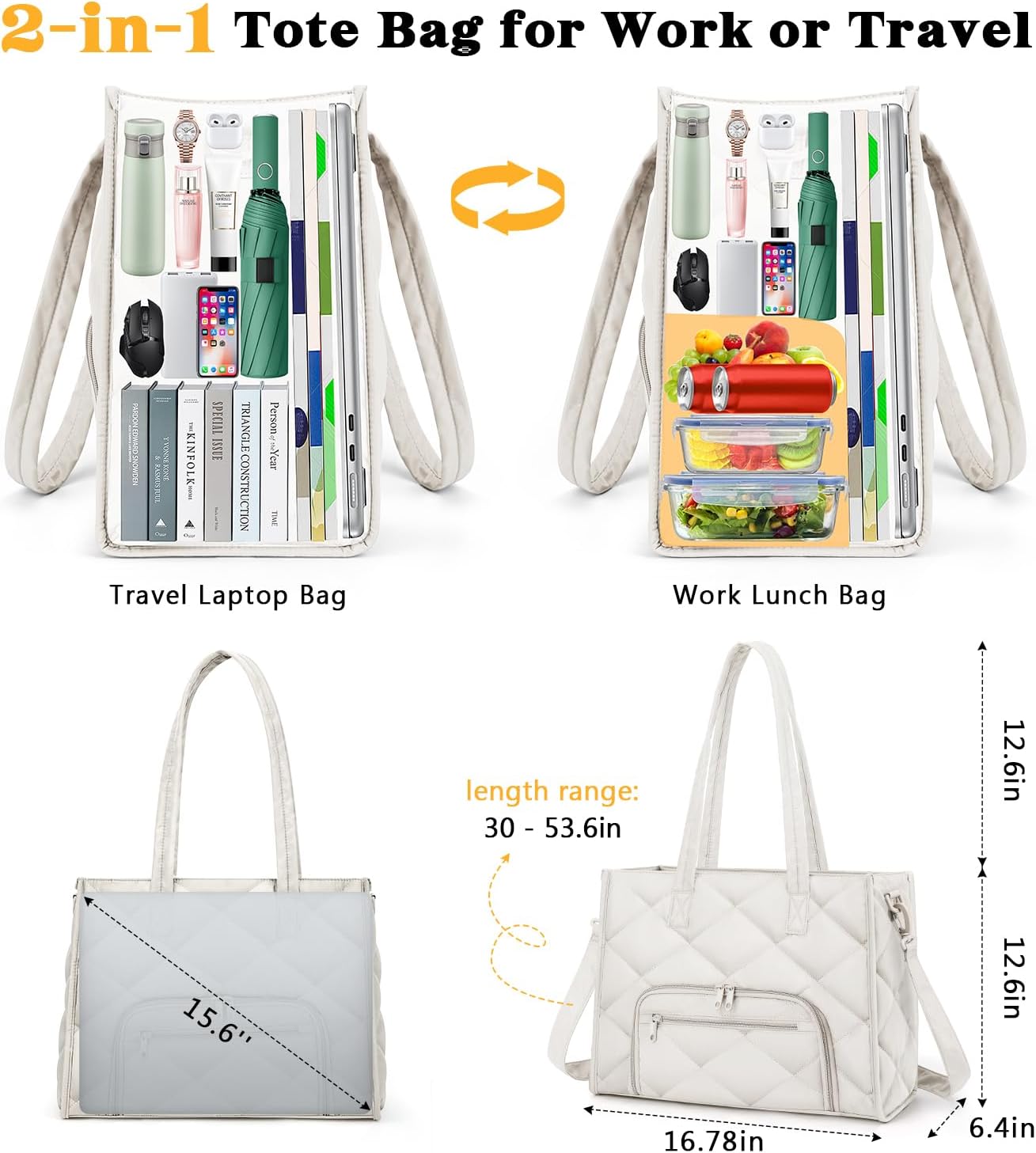 ZOMFELT Quilted Lunch Tote - Insulated Puffer Laptop Bag for Women