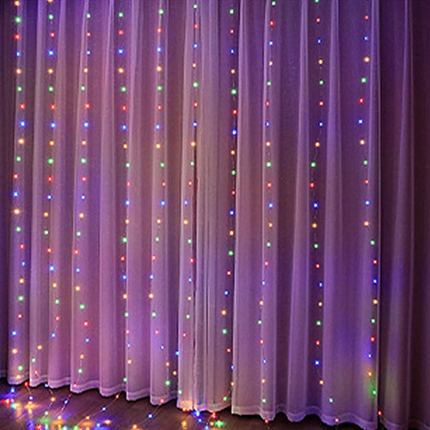 Skiennix 300 LED Curtain String Lights - 8 Light Modes | 9.8x9.8Ft Remote USB Plug for Indoor/Outdoor Decor