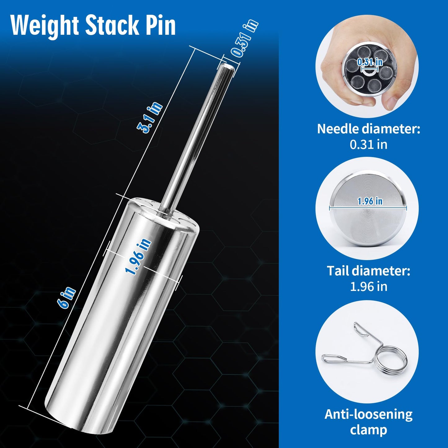 YSVORTOT Weight Stack Pin Extender for Cable Machine & Home Gym | 8mm & 8mm Diameter | Heavy-Duty Steel Construction | Magnetic Safety Design | Adds Up to 100 lbs Extra Weight