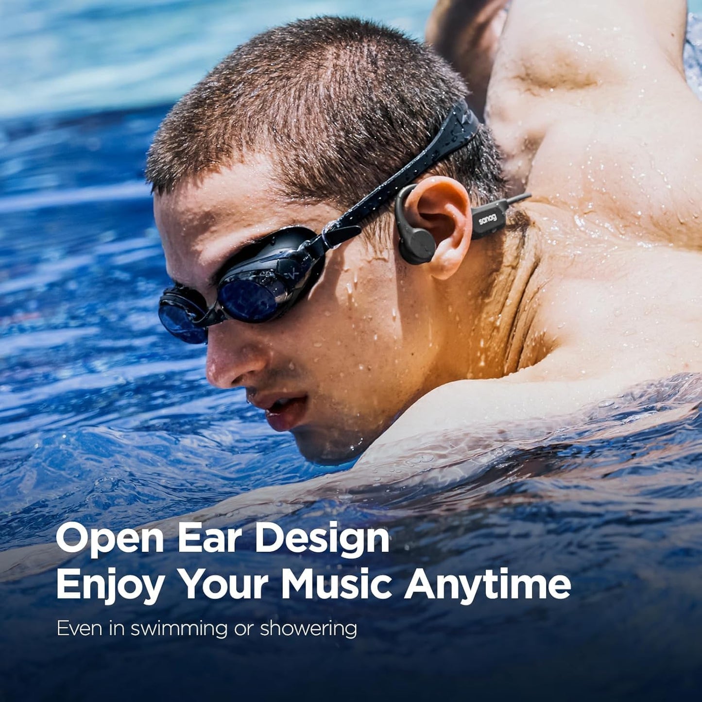 B60S IPX8 Swimming 64GB MP3 5.3 Headset Sanag Bone Conduction Headphones, Waterproof Earphones with Player, Bluetooth