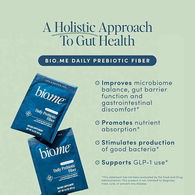 Daily Prebiotic Fiber Powder Unflavored - 20 Travel Packs, 7g Per Serving - Soluble & Insoluble Fiber Supplement for Women & Men - Digestive Health & Gut Health - GLP-1 Friendly, Sugar Free