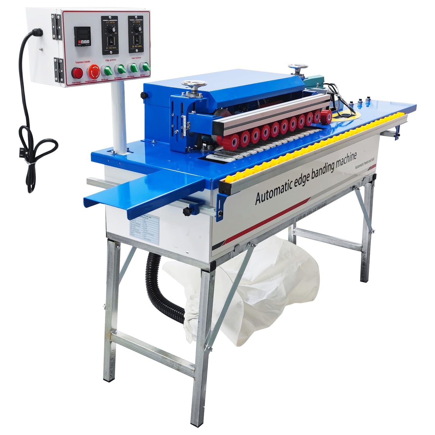 WYDDDARY Automatic Edge Bander Banding Machine Woodworking Curve Straight Edge Bander Pneumatic Head Double-sided Gluing Trimming Machine Automatic Plate Feeding With Top Control Panel 110V
