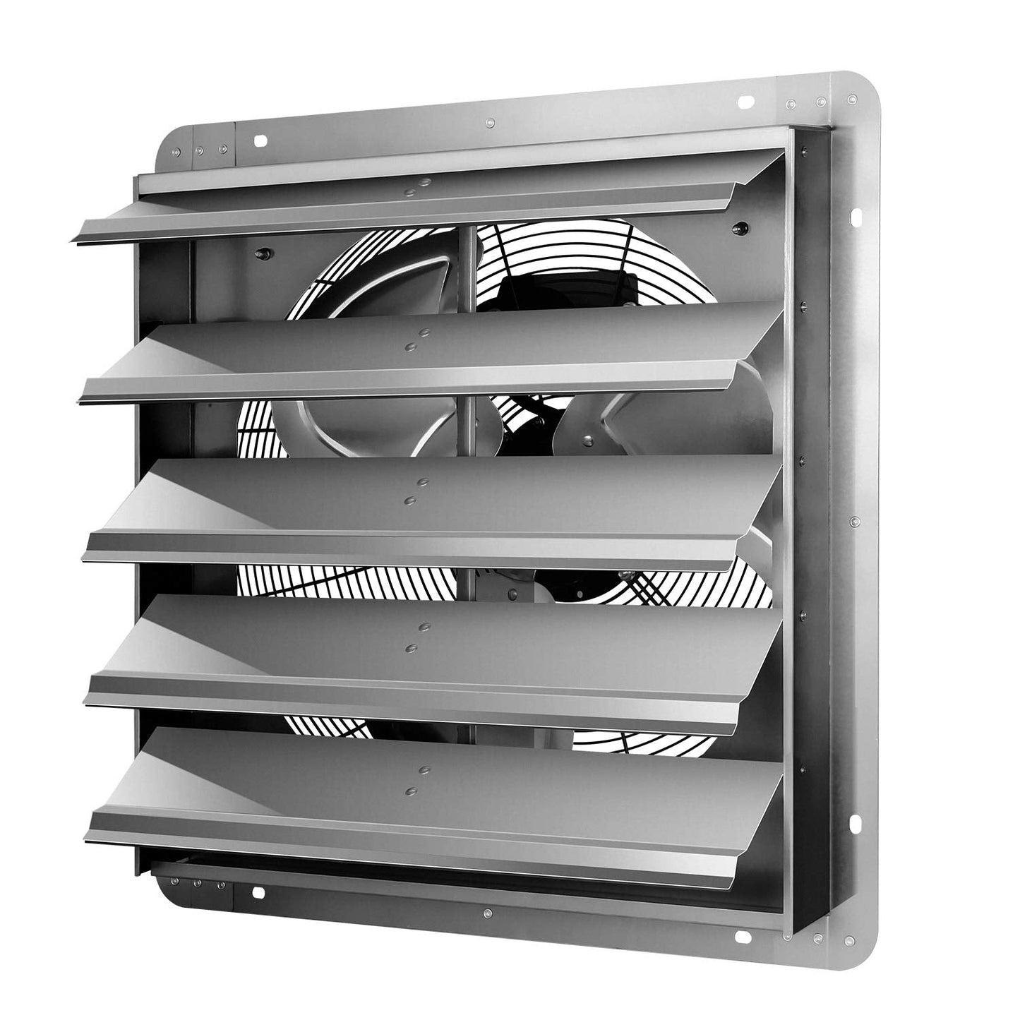 Simple Deluxe 20 Inch Wall Mounted Shutter Exhaust Fan, Aluminum, 1200 RPM, 3368 CFM, for Attic, Garage, Louvered Vent, Plant, Greenhouse, Silver