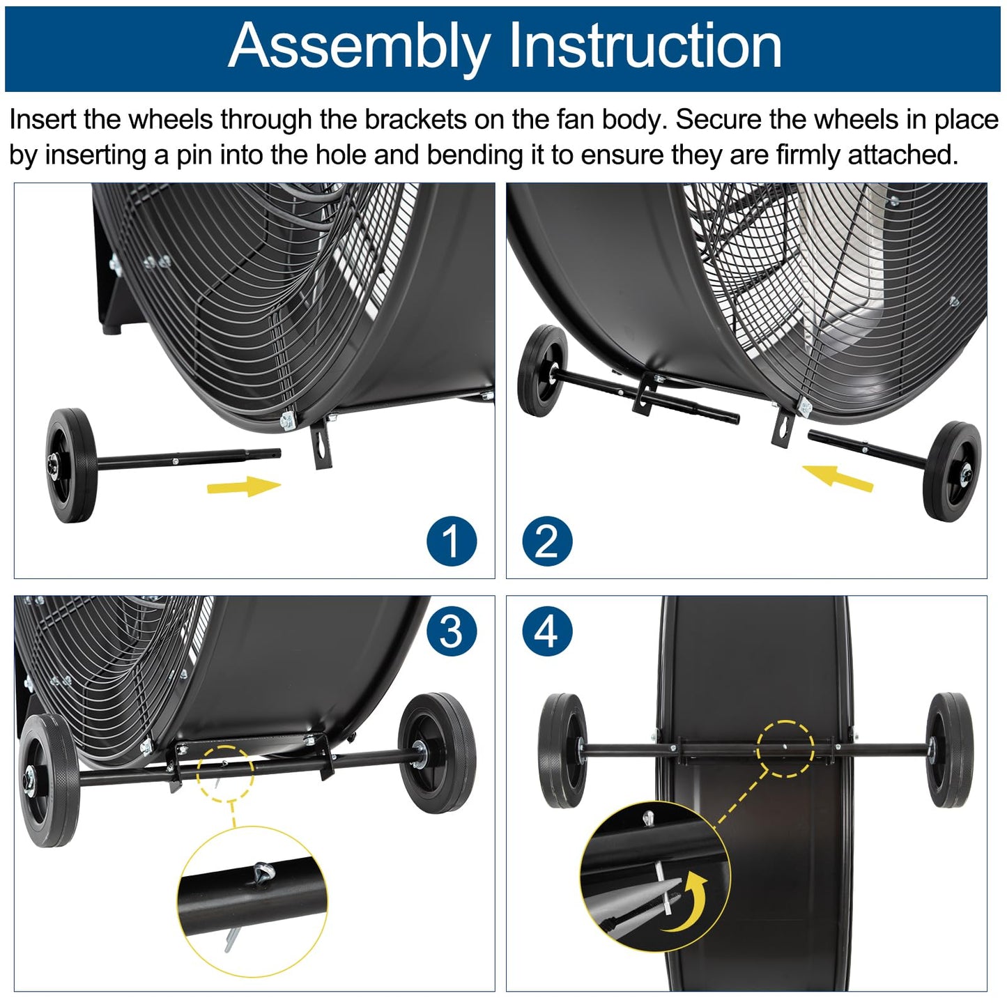 BILT HARD 34" 15000 CFM High Velocity Drum Fan, 2-Speed Heavy Duty Industrial Shop Fan with Casters & Handle for Warehouse, Factory Workshop and Garage Use