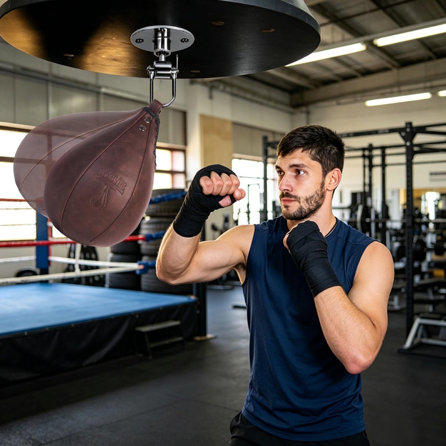 WYGVNR Speed Bag, Speed Punching Bag, Boxing Ball, Punching Dodge Striking Bag for Boxing Training Home Gym Sports Fitness, Brown
