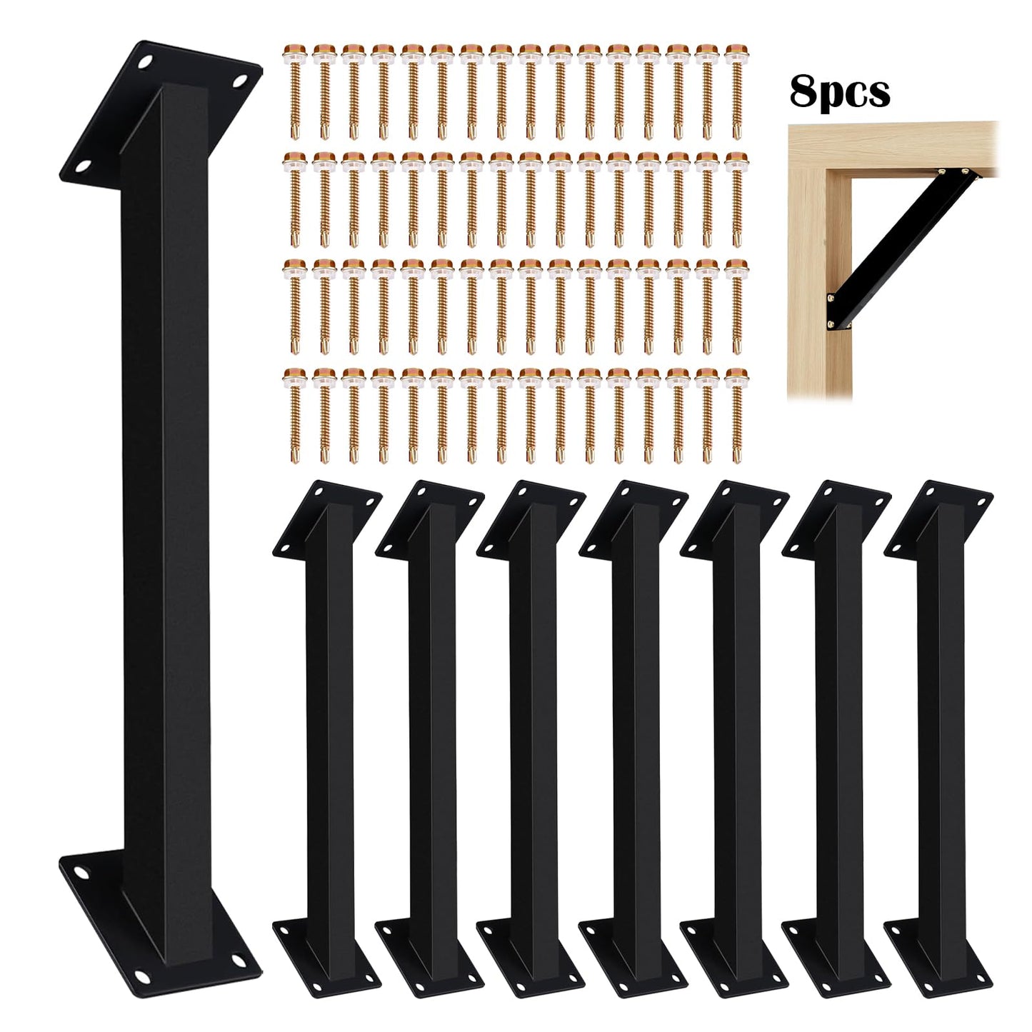 12Pcs 45 Degree Angle Support Bracket, 45° Heavy Duty Pergola Bracket Kit, 45 Degree Angle Corner Braces Inside Joint for Wood Post and Beam, Pergolas Gazebo