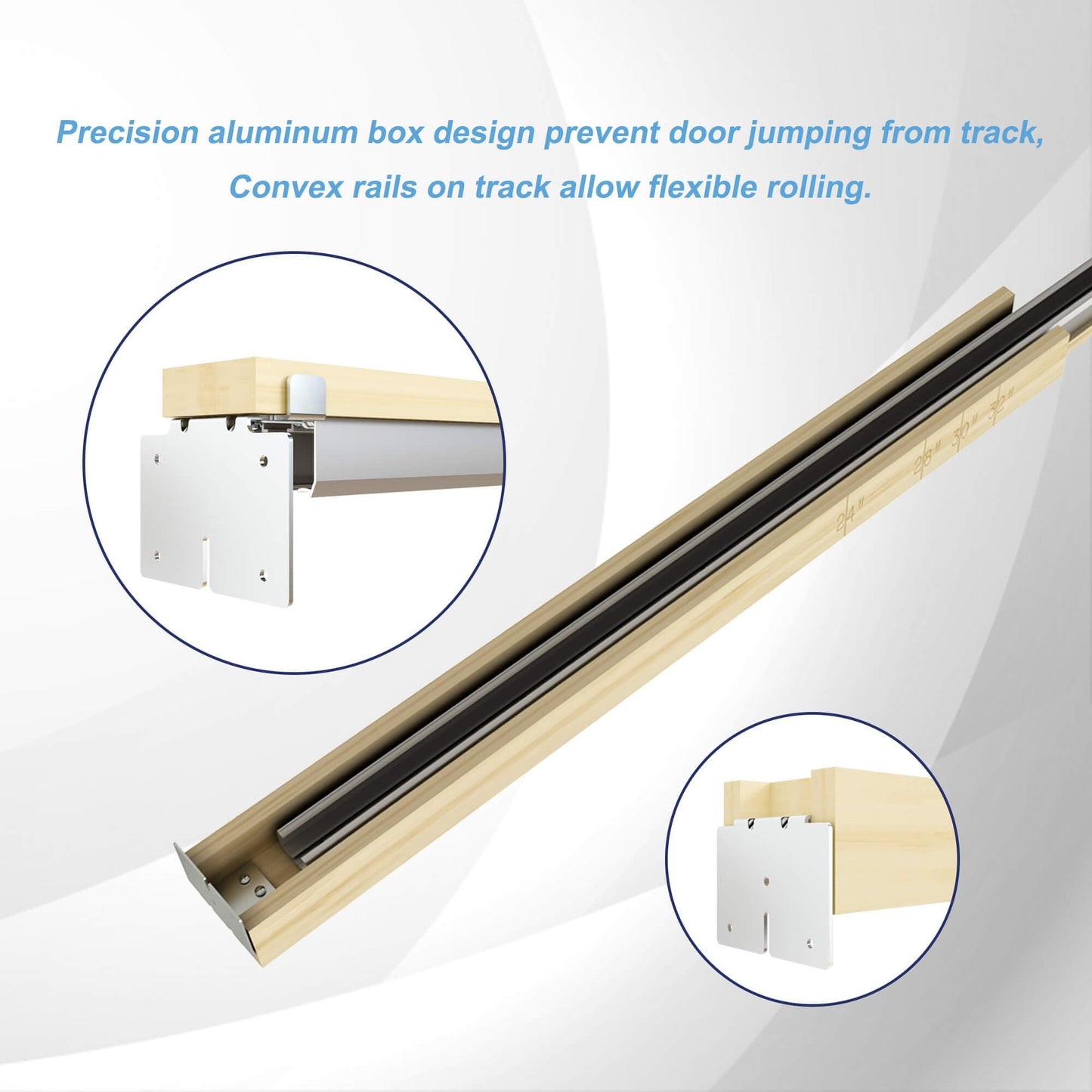 JUBEST Pocket Door Frame Kit with 220LBS Two-Way Soft-Close Mechanism, Smooth and Quiet, Easy to Install Hidden Door Kit, 24" to 36" x 80"